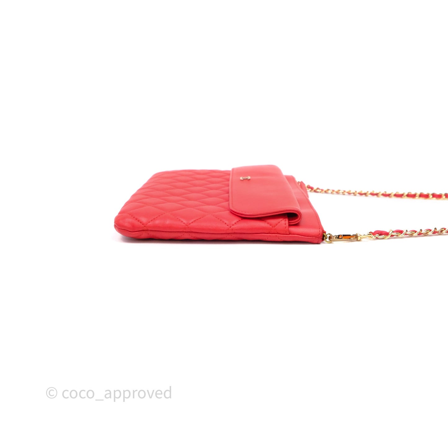 Chanel Flap O Case Clutch Red Lambskin Gold Hardware