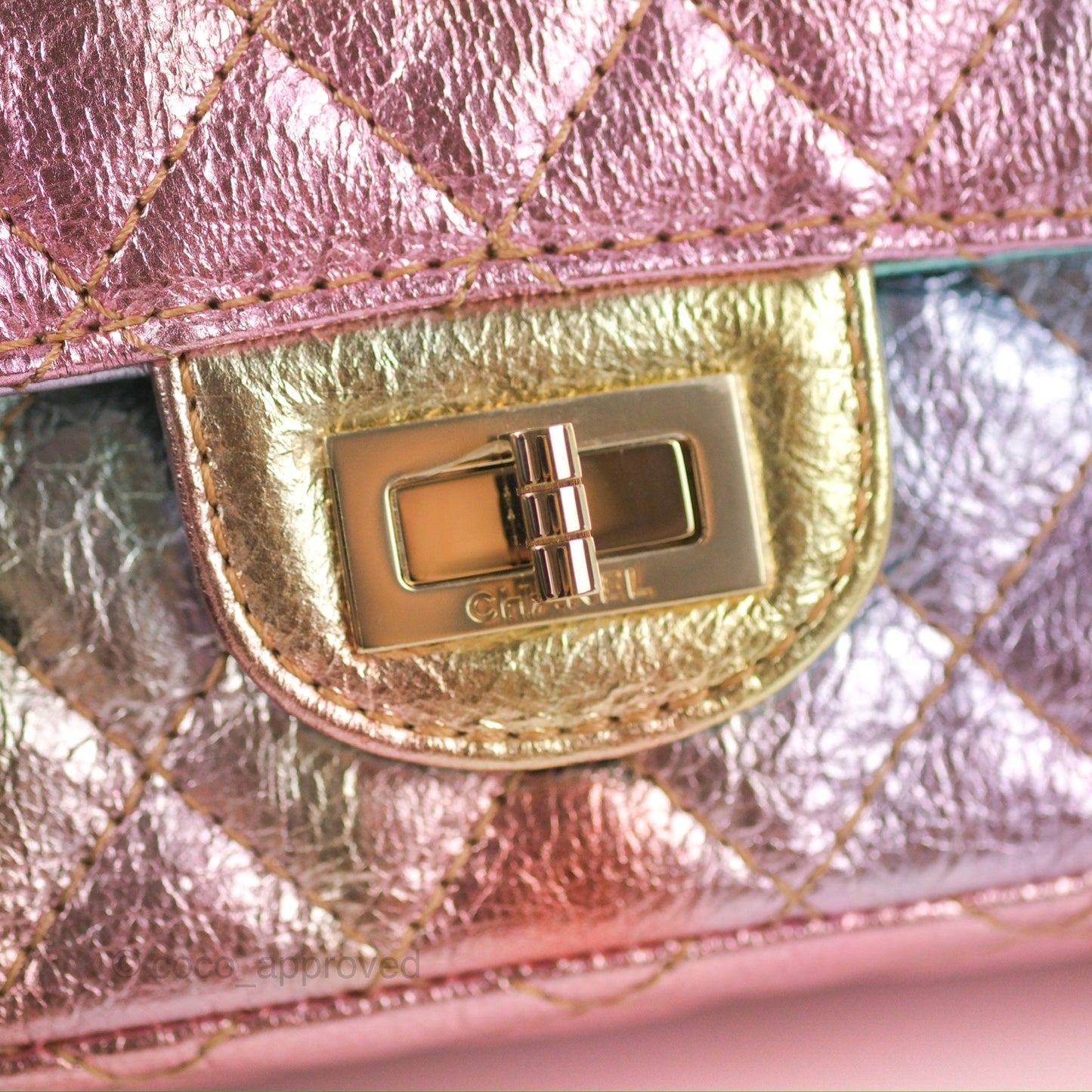 Chanel Mini Reissue 224 Metallic Rainbow Crumpled Calfskin Gold Hardware