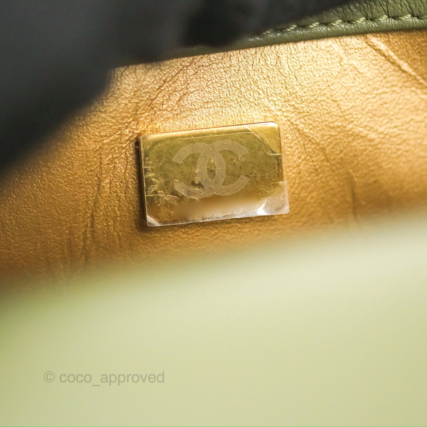 Chanel Pearl Crush Mini Square Quilted Olive Green Lambskin Aged Gold Hardware