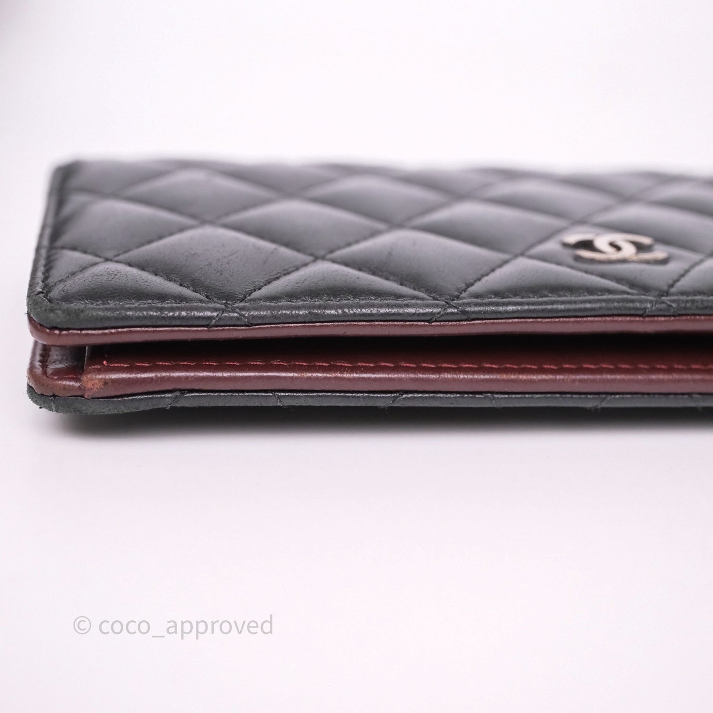 Chanel Classic Quilted Long Wallet Black Lambskin Silver Hardware