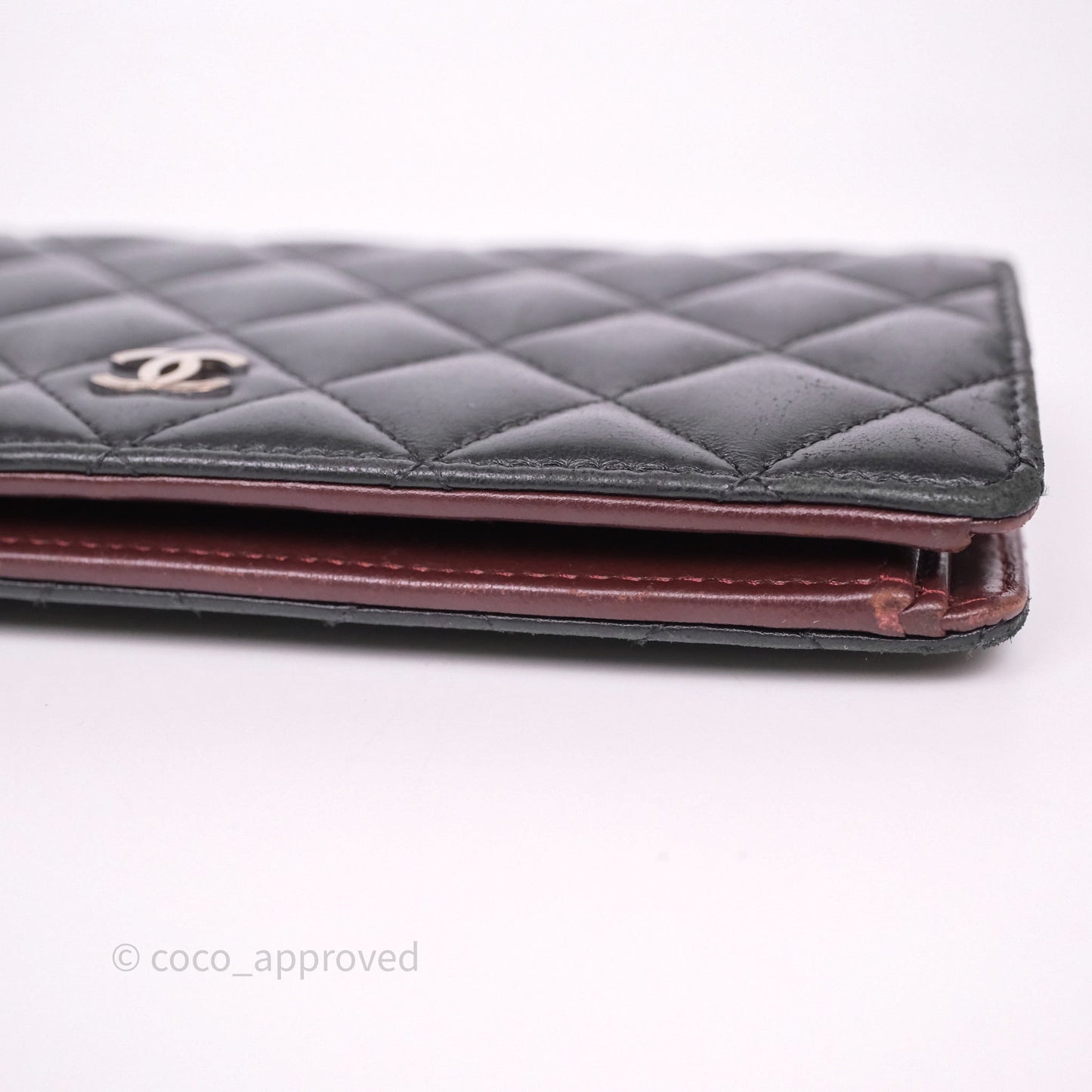 Chanel Classic Quilted Long Wallet Black Lambskin Silver Hardware