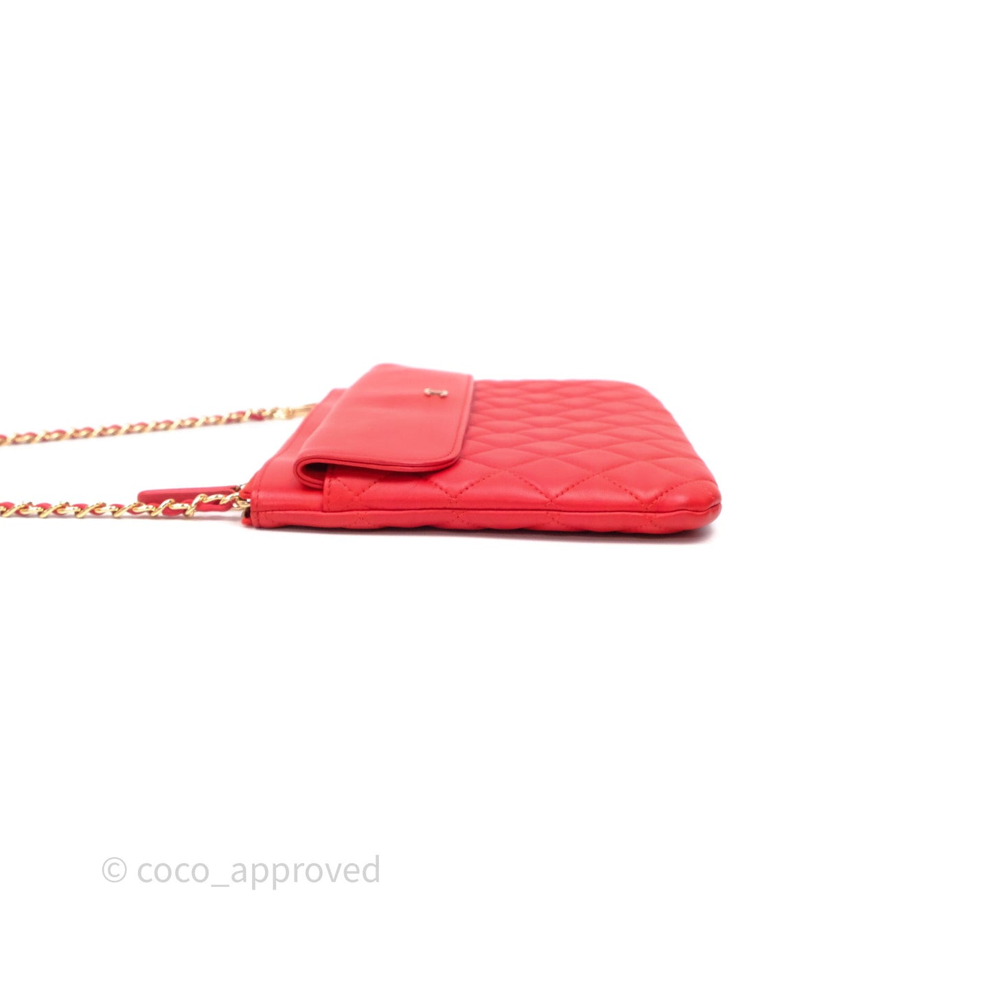 Chanel Flap O Case Clutch Red Lambskin Gold Hardware