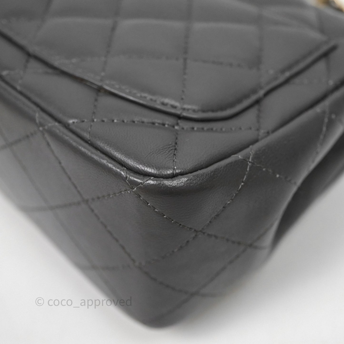 Chanel Mini Square Flap Quilted Grey Lambskin Gold Hardware
