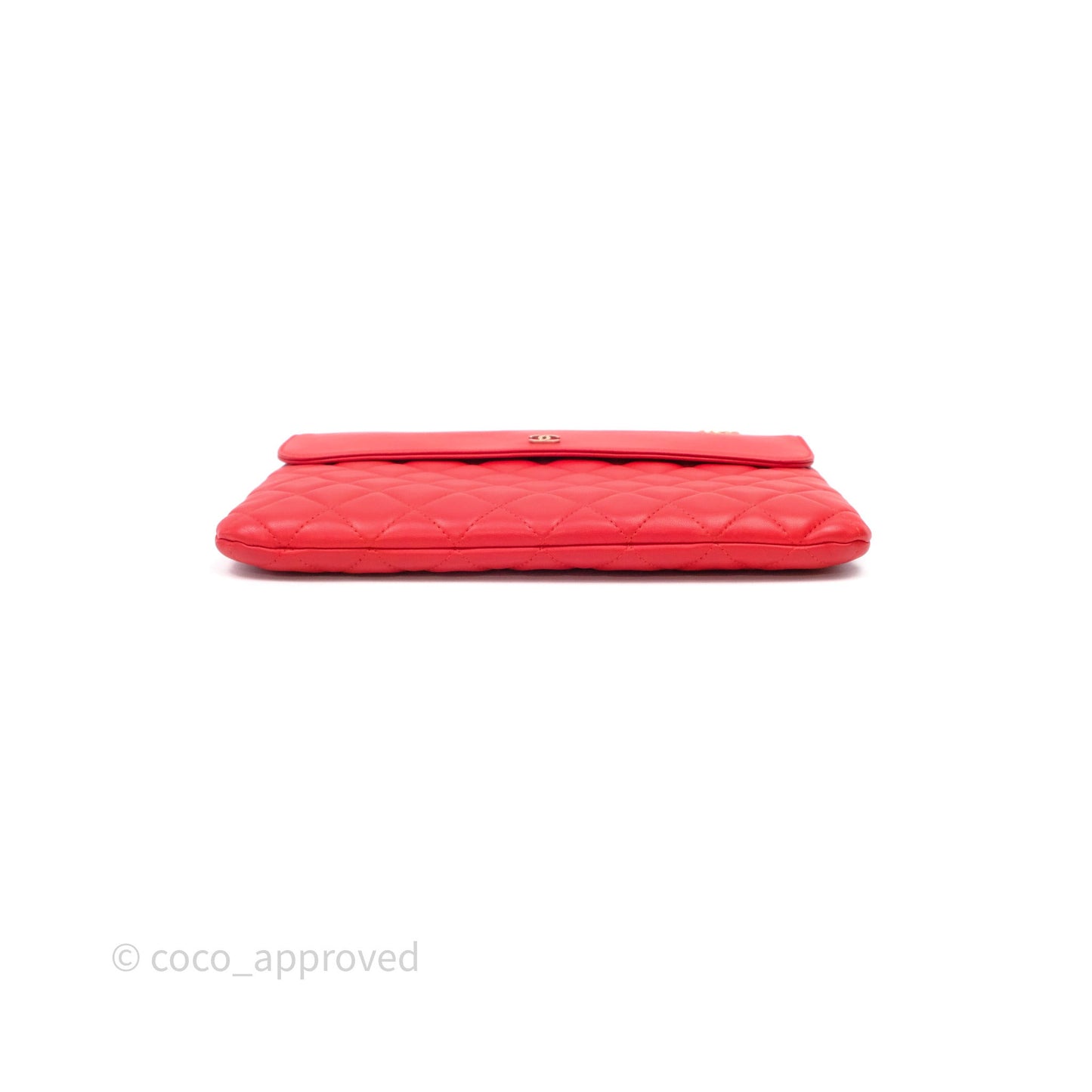 Chanel Flap O Case Clutch Red Lambskin Gold Hardware