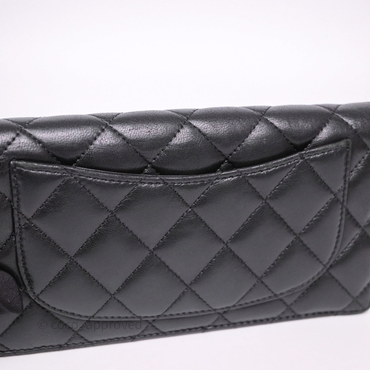 Chanel Classic Quilted Long Wallet Black Lambskin Silver Hardware