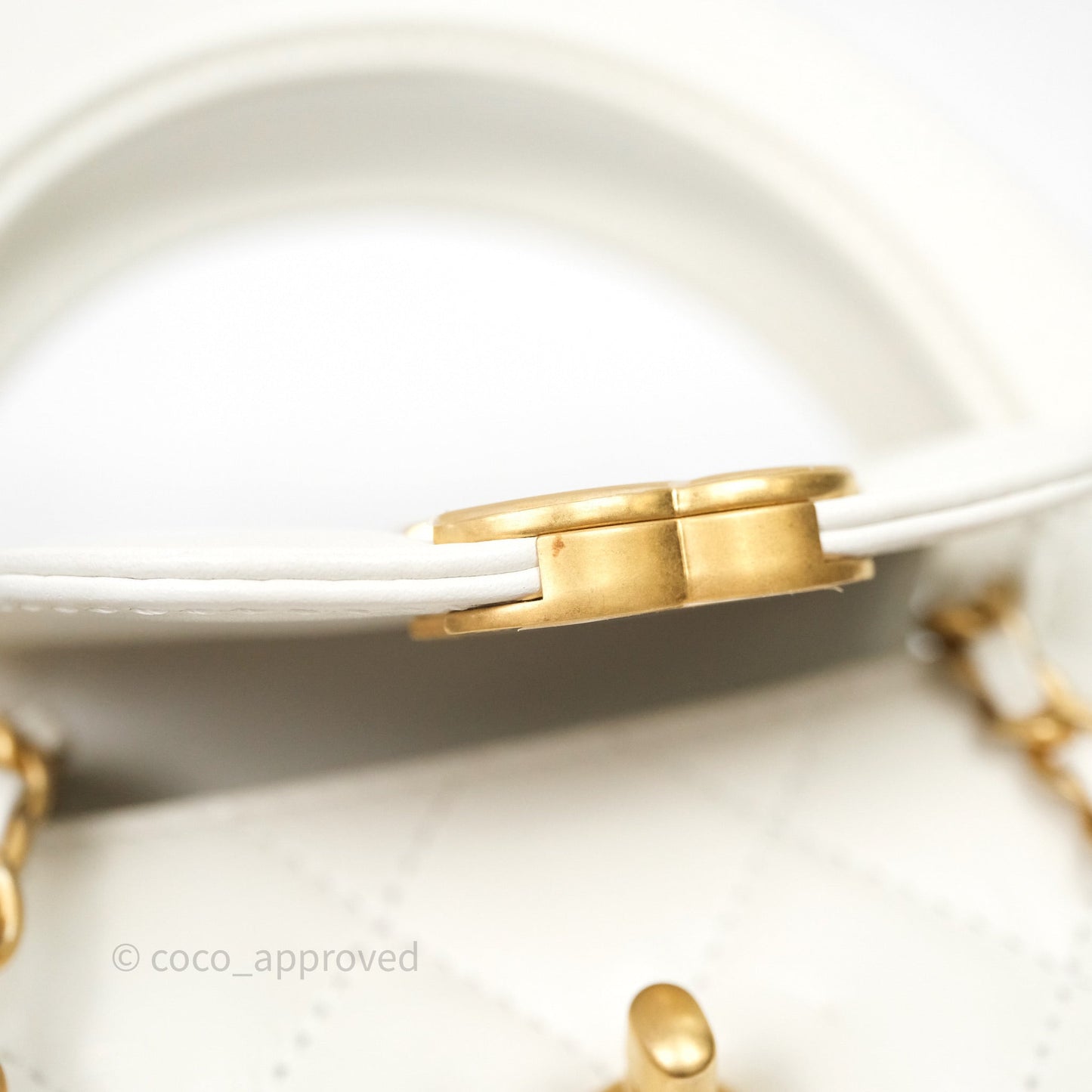 Chanel Kelly Bag Quilted White Calfskin Aged Gold Hardware