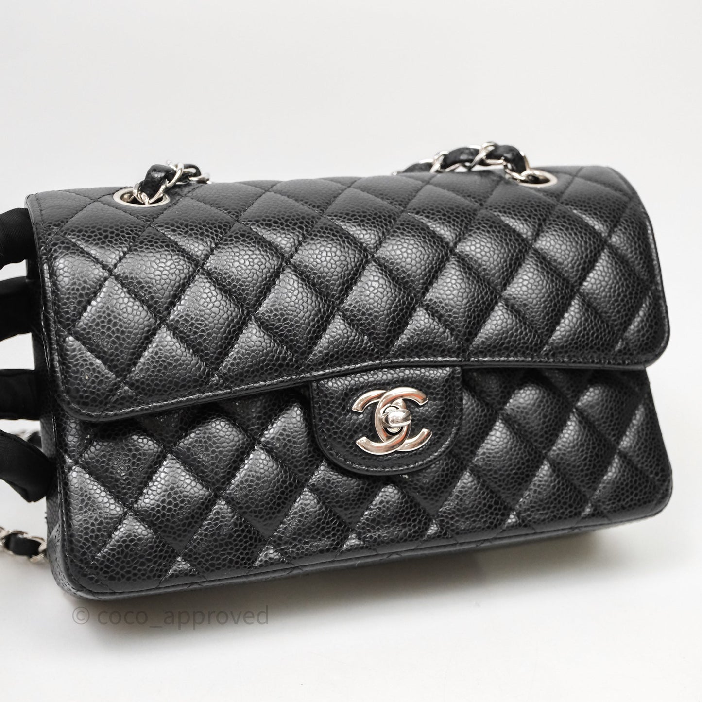 Chanel Small Classic Flap Quilted Black Caviar Silver Hardware