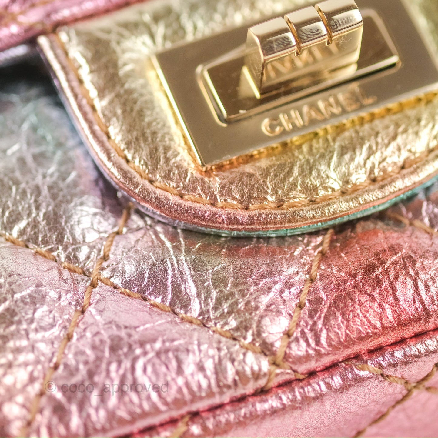 Chanel Mini Reissue 224 Metallic Rainbow Crumpled Calfskin Gold Hardware