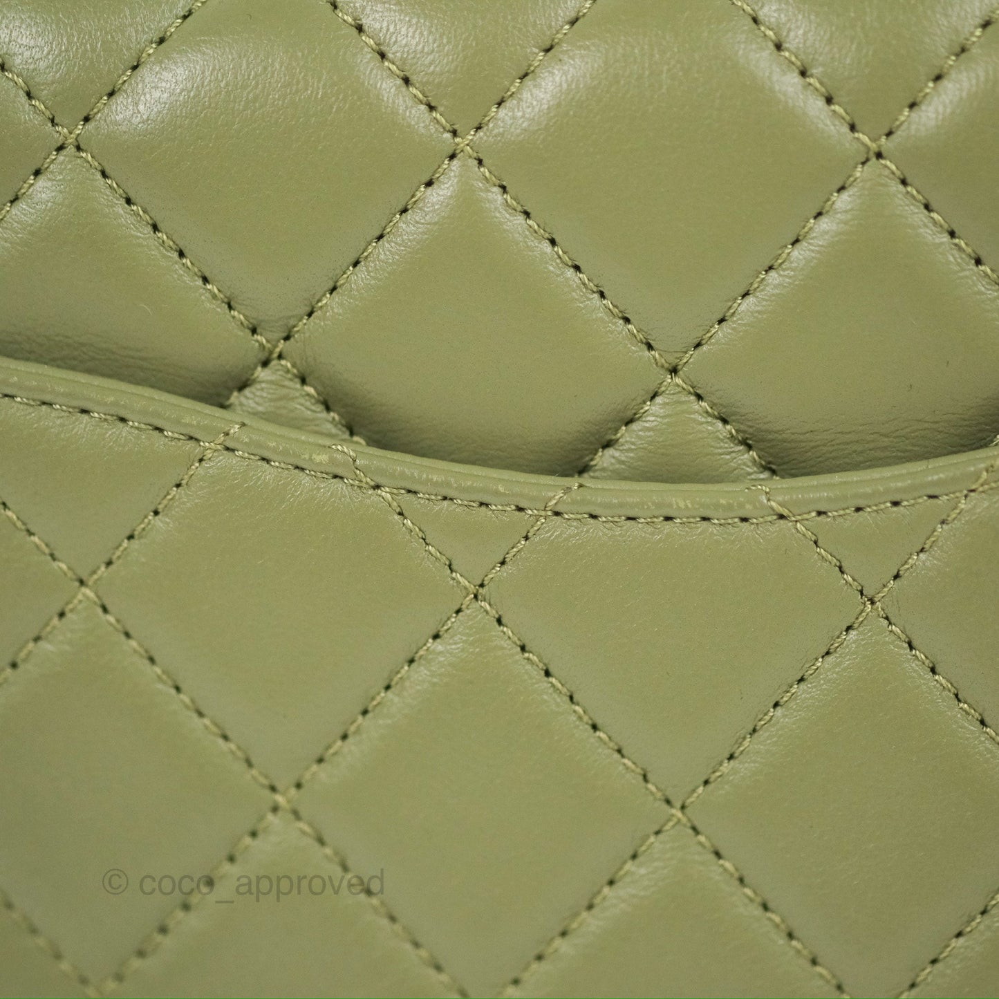 Chanel Pearl Crush Mini Square Quilted Olive Green Lambskin Aged Gold Hardware