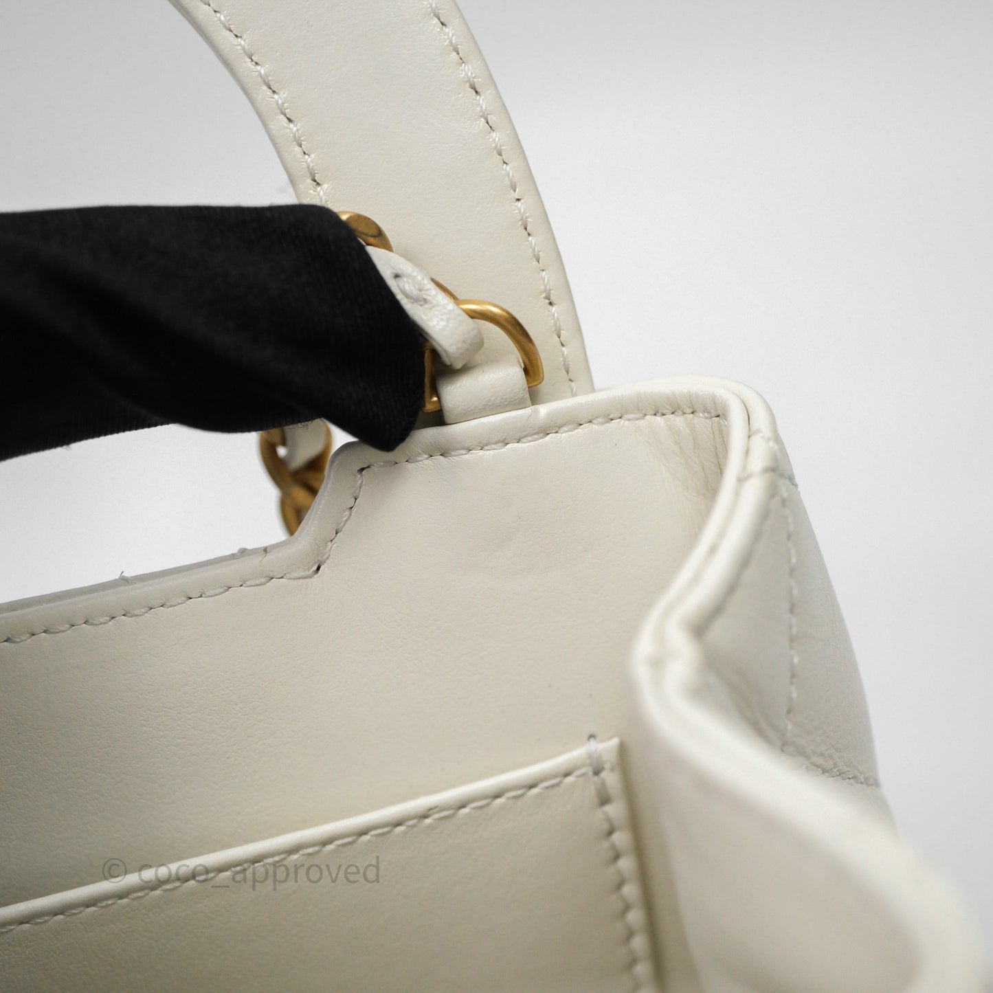 Chanel Kelly Bag Quilted White Calfskin Aged Gold Hardware