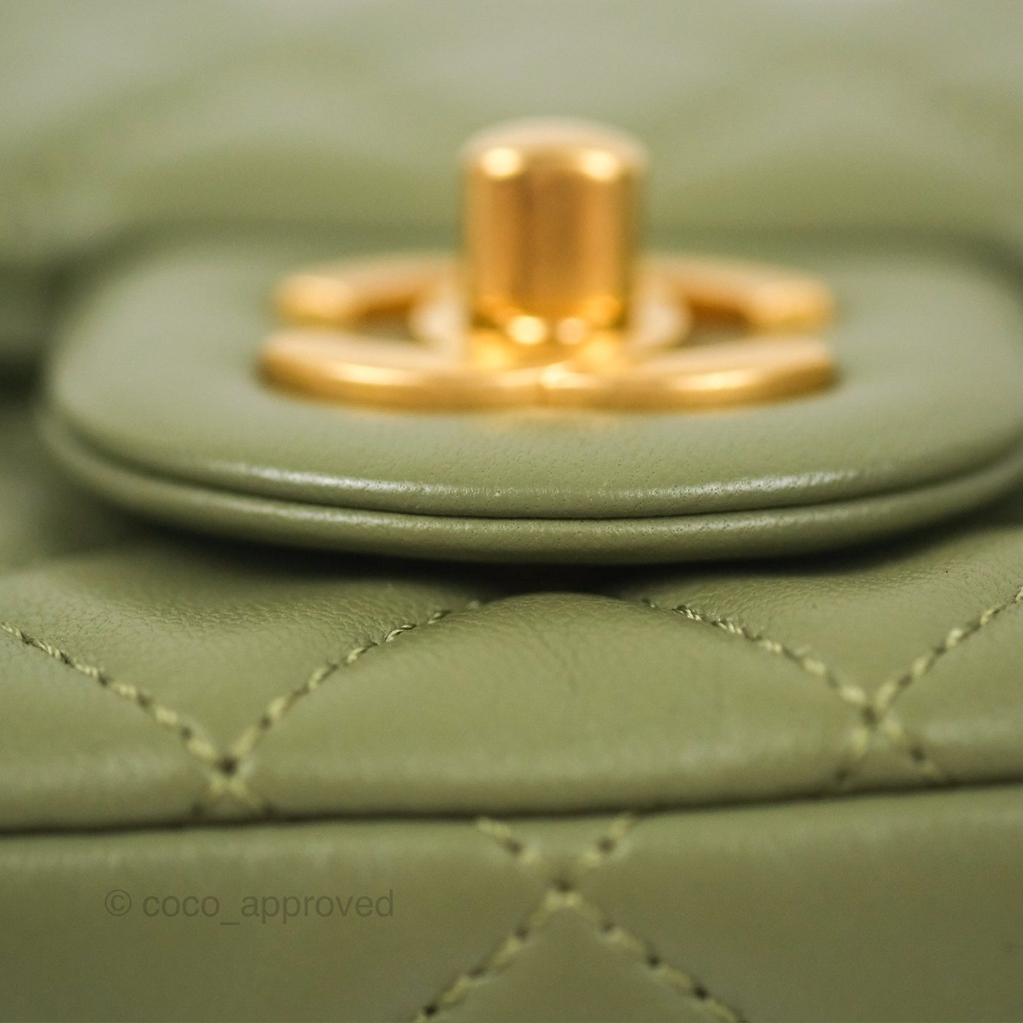 Chanel Pearl Crush Mini Square Quilted Olive Green Lambskin Aged Gold Hardware