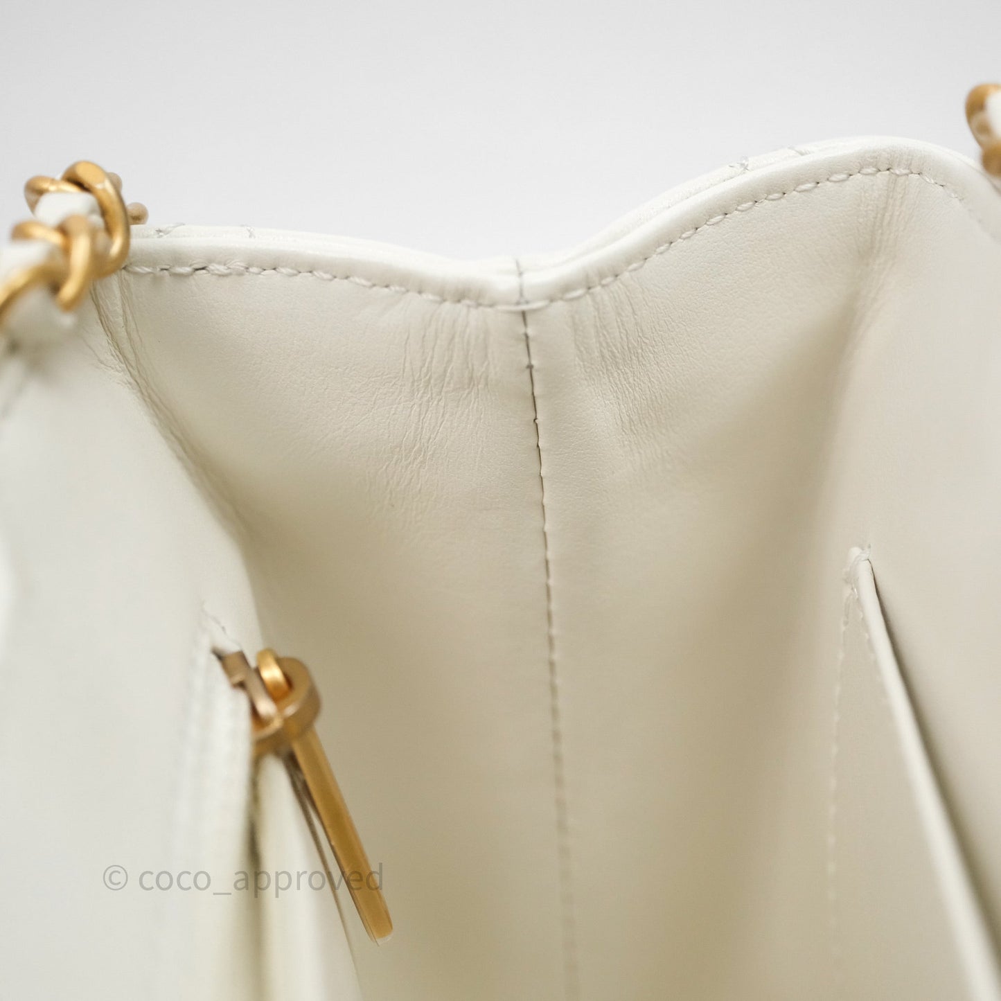 Chanel Kelly Bag Quilted White Calfskin Aged Gold Hardware