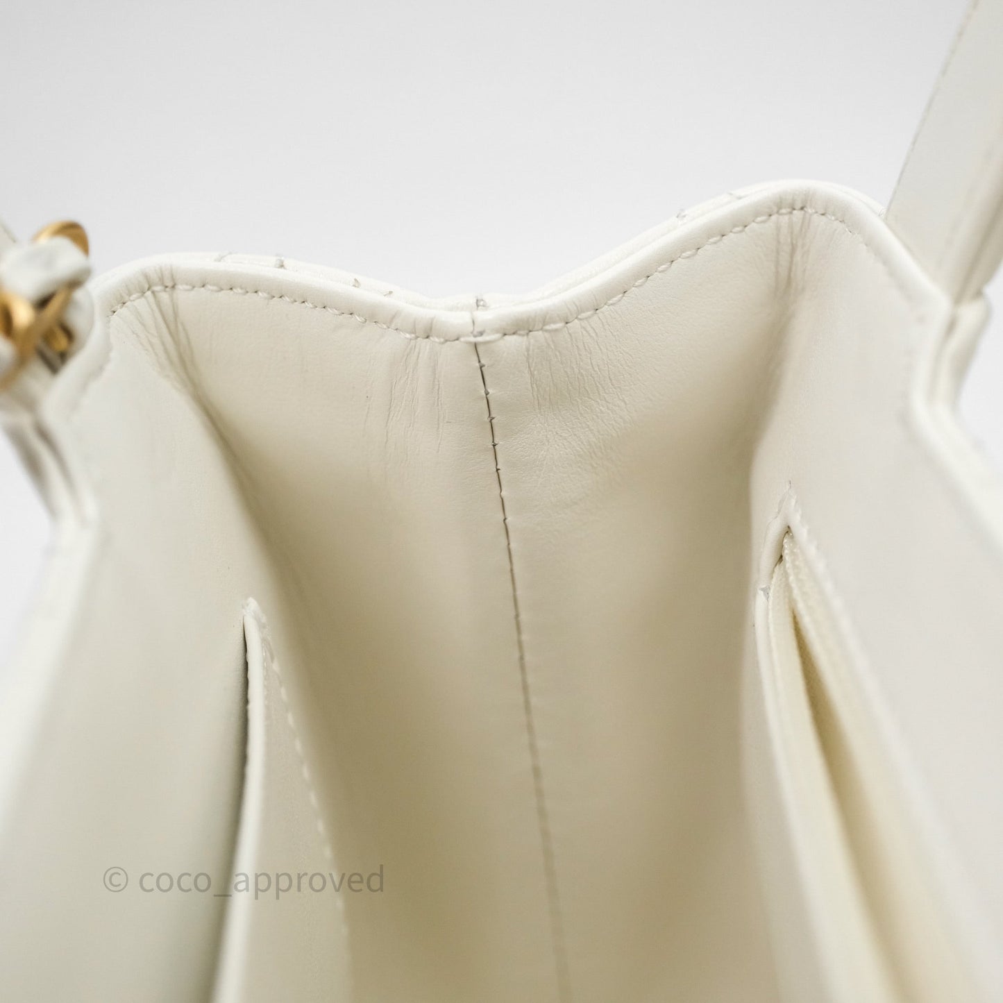 Chanel Kelly Bag Quilted White Calfskin Aged Gold Hardware