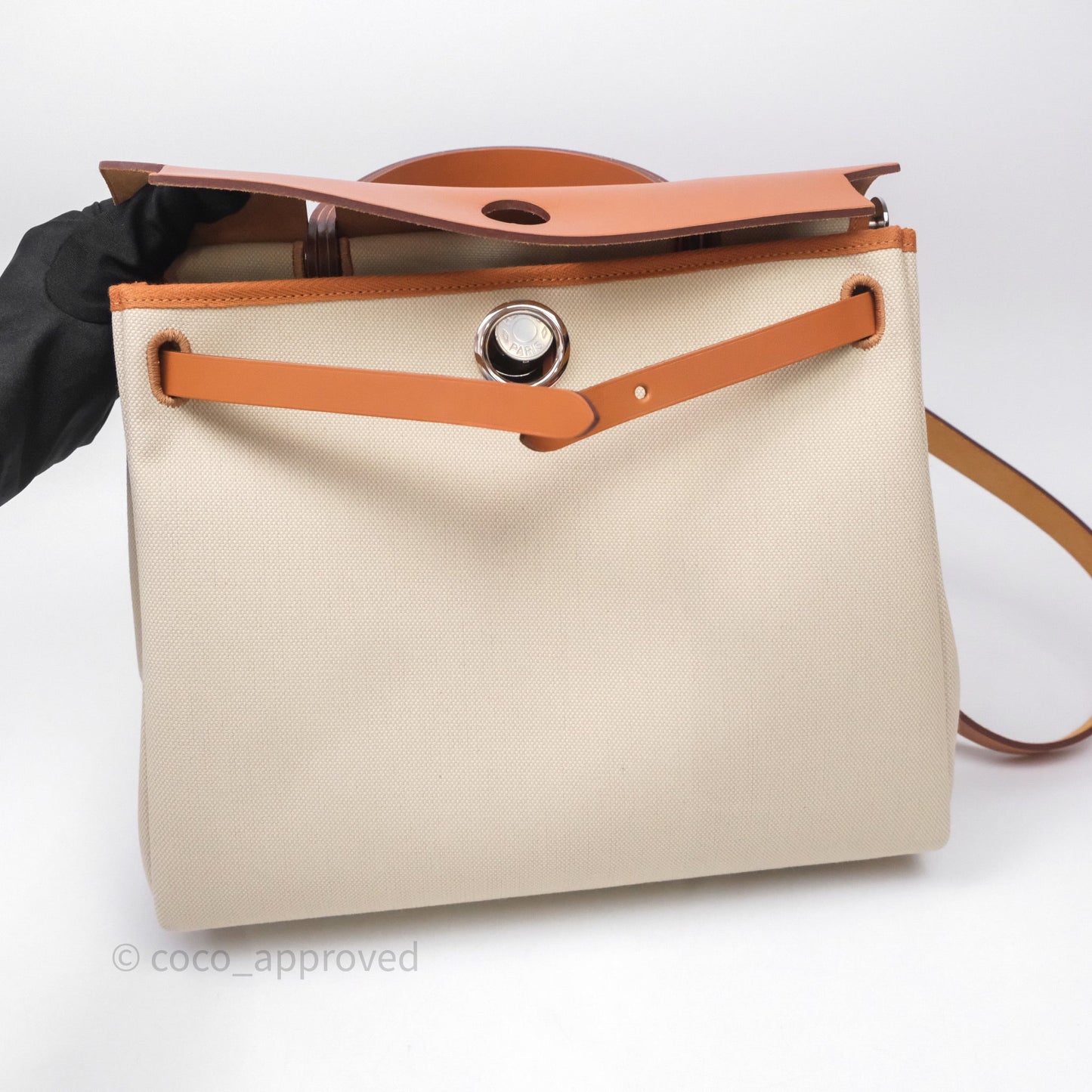 Hermès Herbag Zip 31 Retourne, Beton/Nature 8L Canvas Palladium Hardware