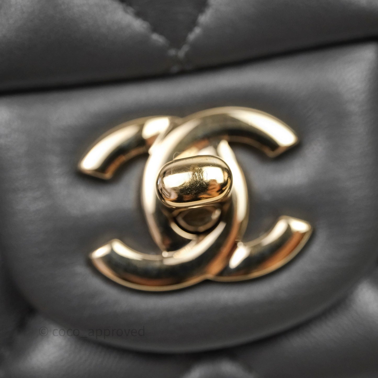 Chanel Mini Square Flap Quilted Grey Lambskin Gold Hardware