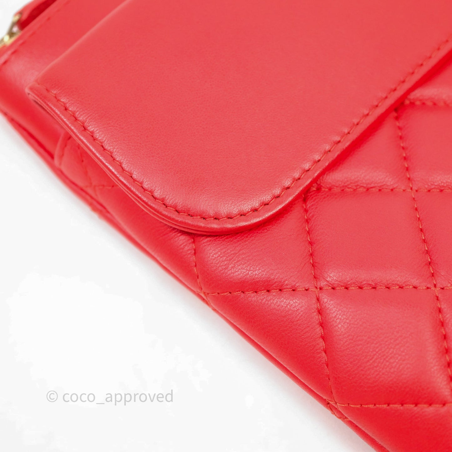 Chanel Flap O Case Clutch Red Lambskin Gold Hardware