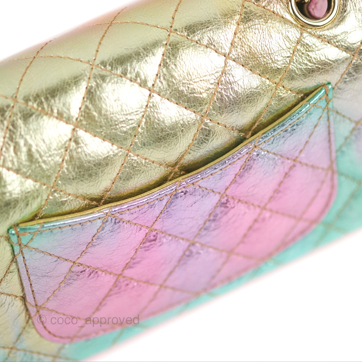 Chanel Mini Reissue 224 Metallic Rainbow Crumpled Calfskin Gold Hardware