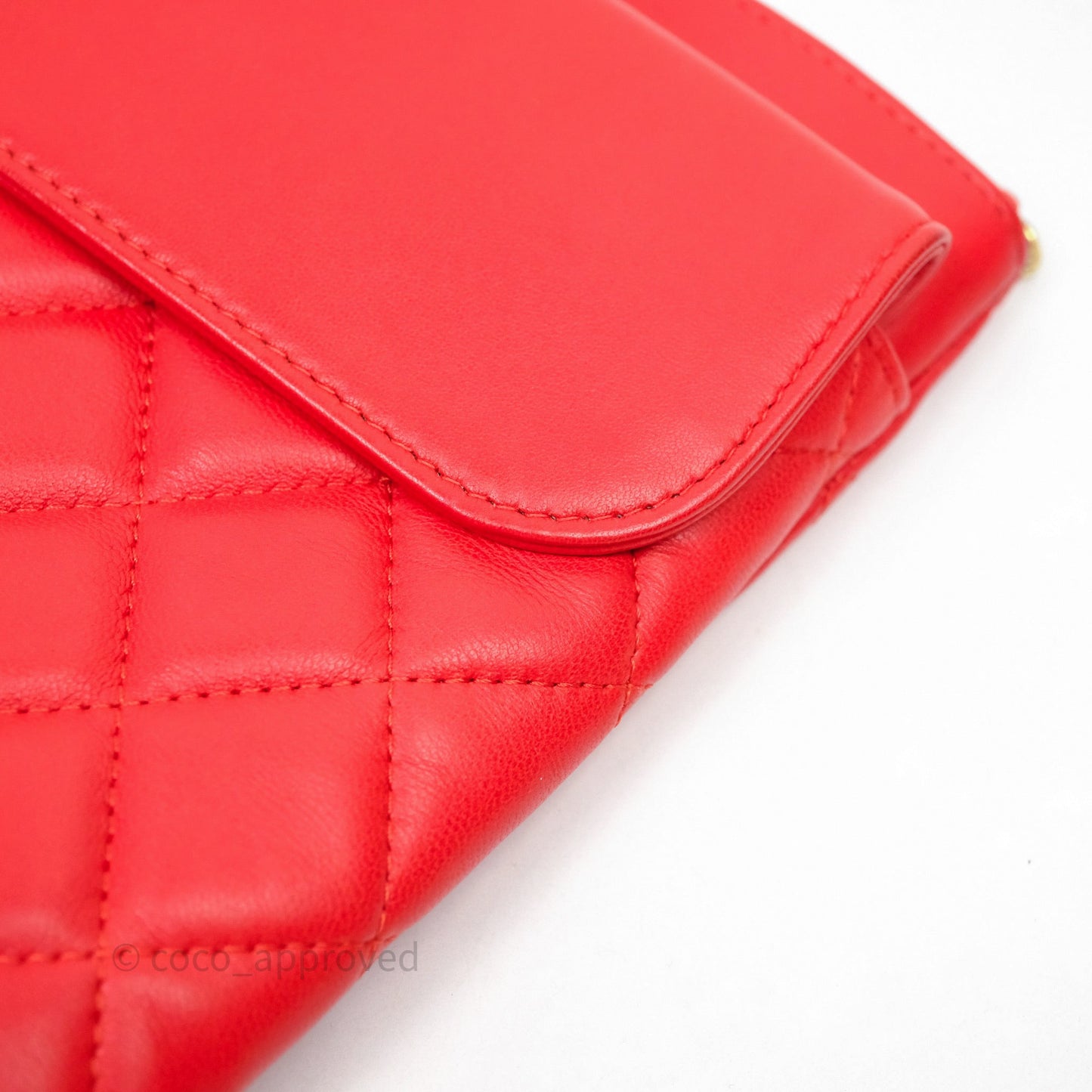 Chanel Flap O Case Clutch Red Lambskin Gold Hardware