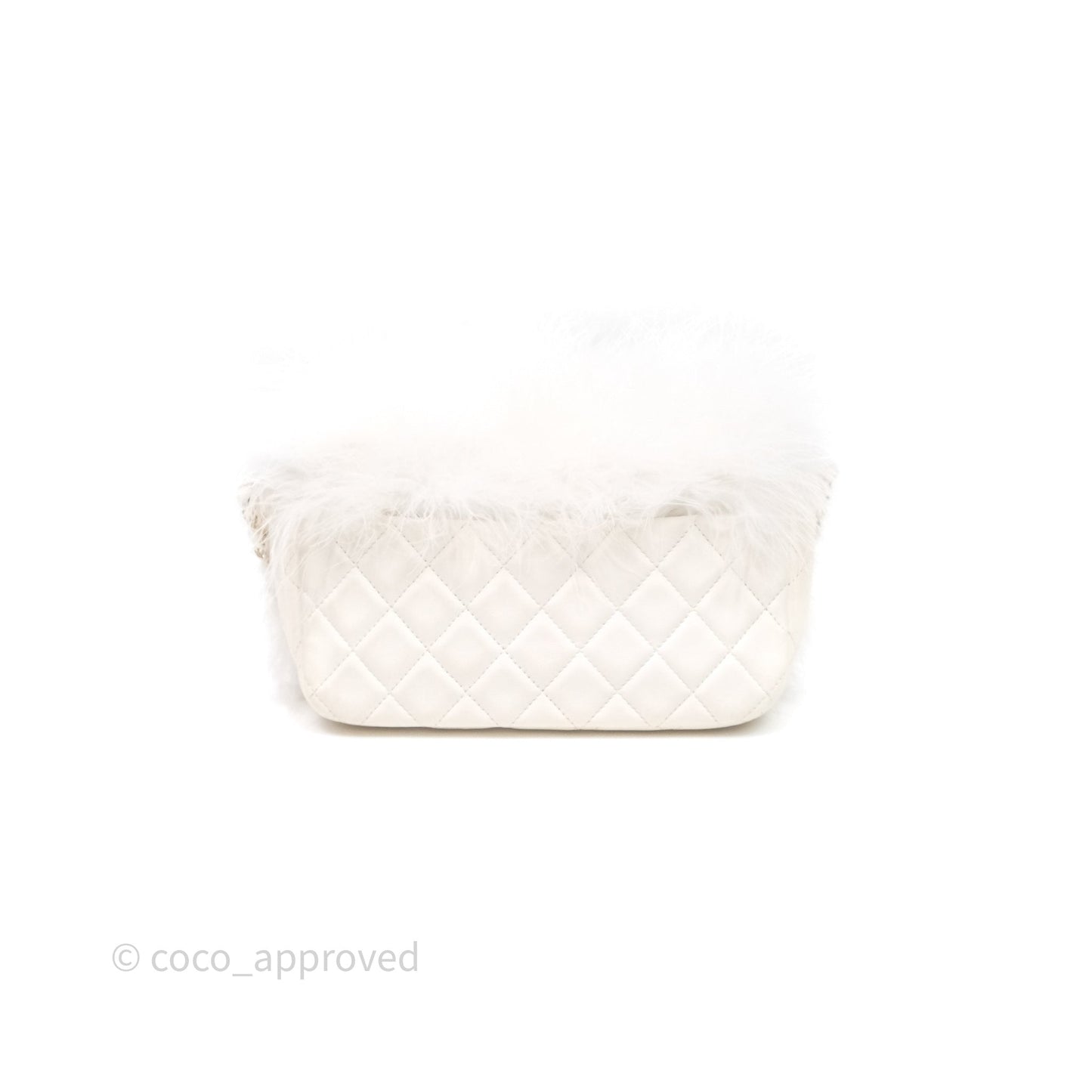 Chanel Quilted Fur Flap Bag White Gold Hardware