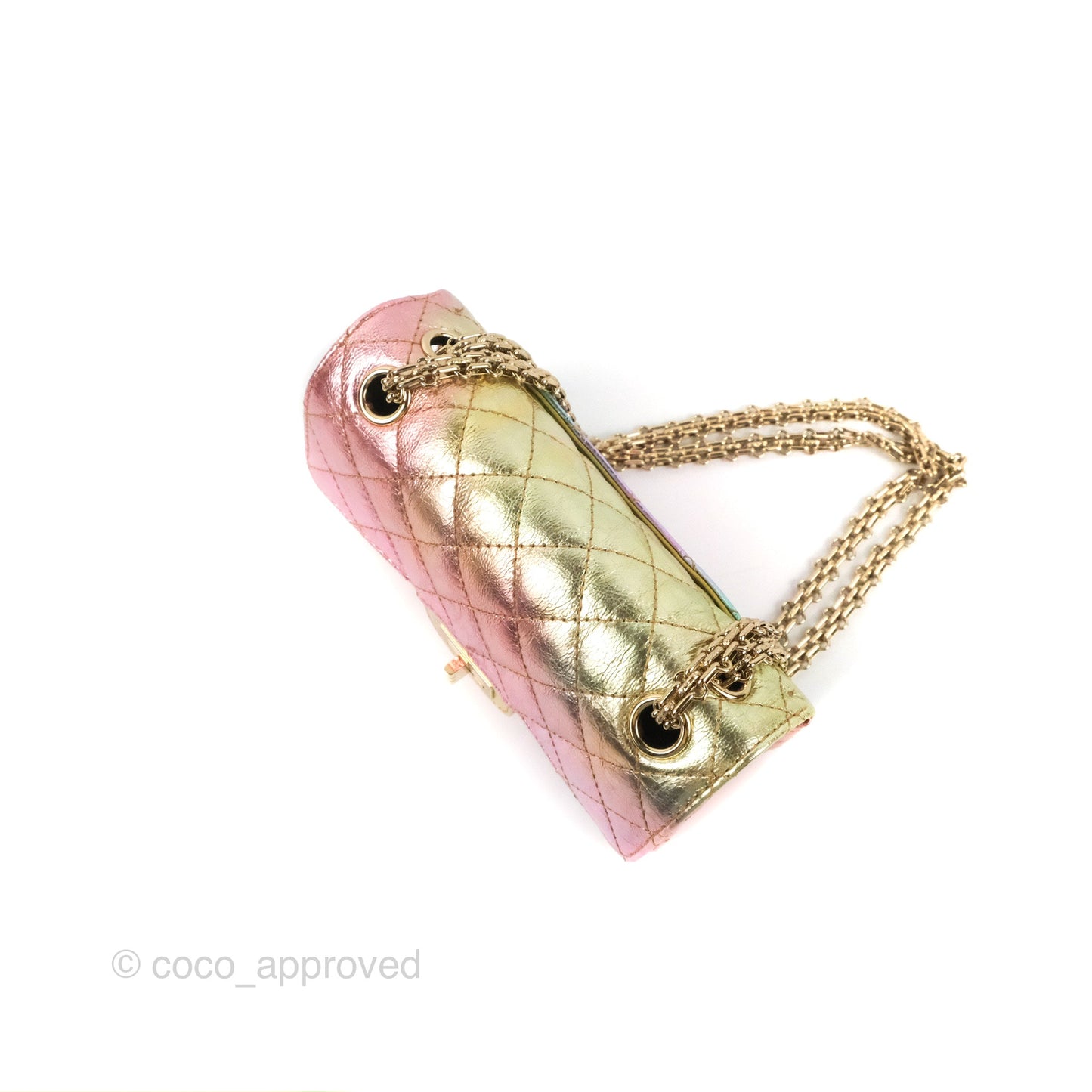 Chanel Mini Reissue 224 Metallic Rainbow Crumpled Calfskin Gold Hardware
