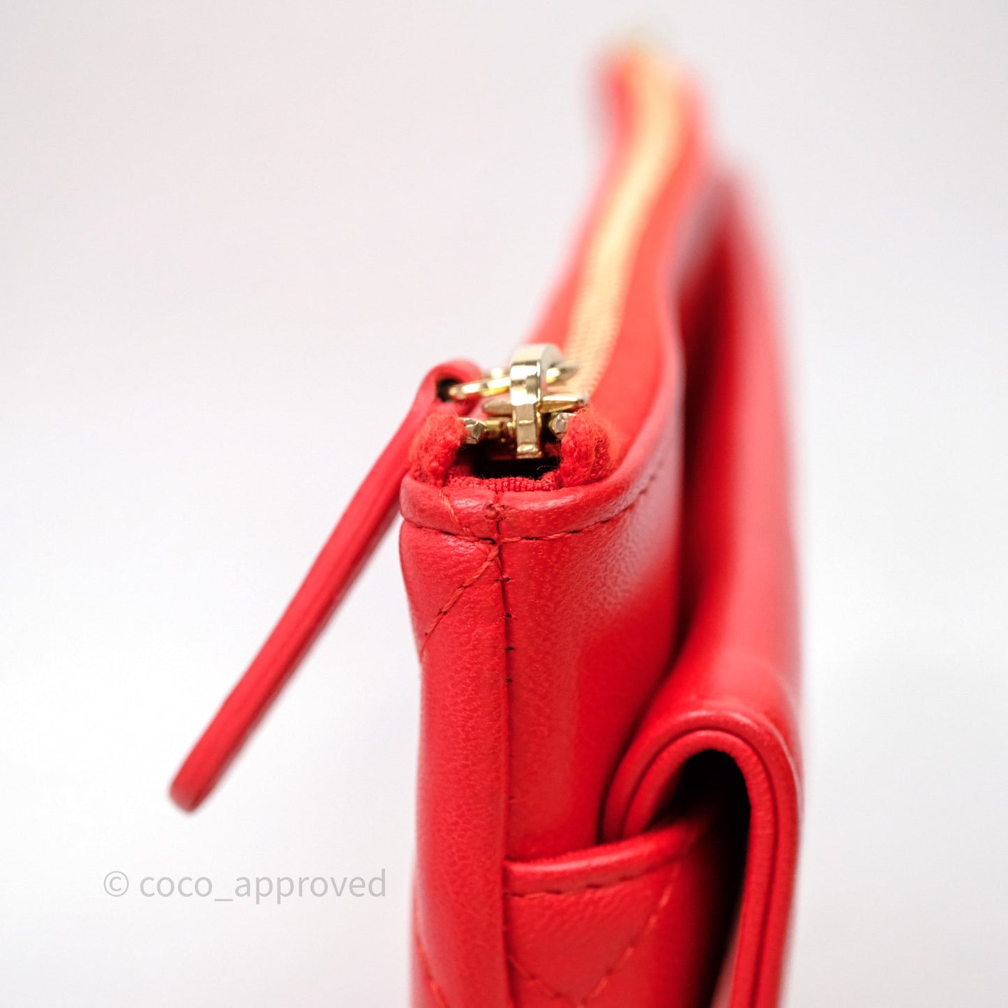 Chanel Flap O Case Clutch Red Lambskin Gold Hardware