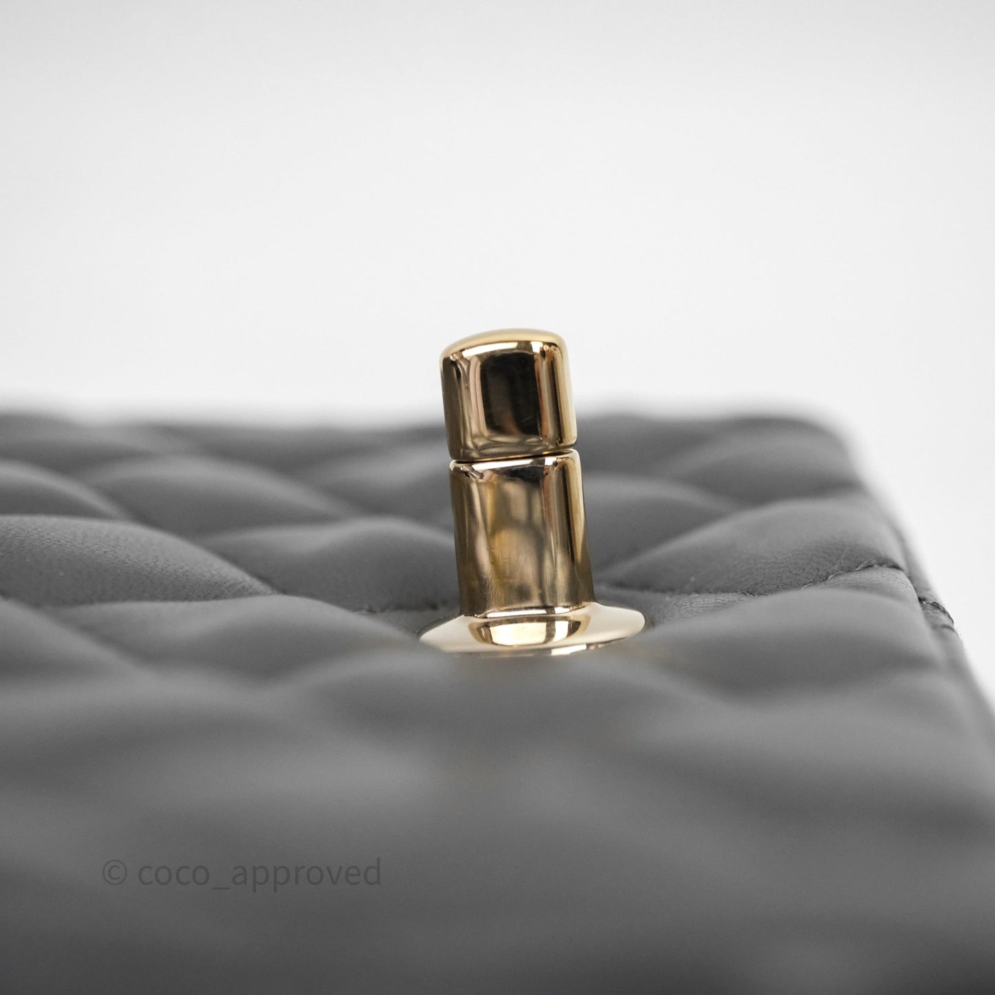 Chanel Mini Square Flap Quilted Grey Lambskin Gold Hardware