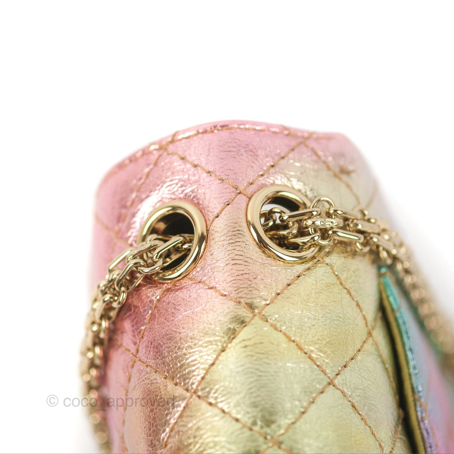 Chanel Mini Reissue 224 Metallic Rainbow Crumpled Calfskin Gold Hardware