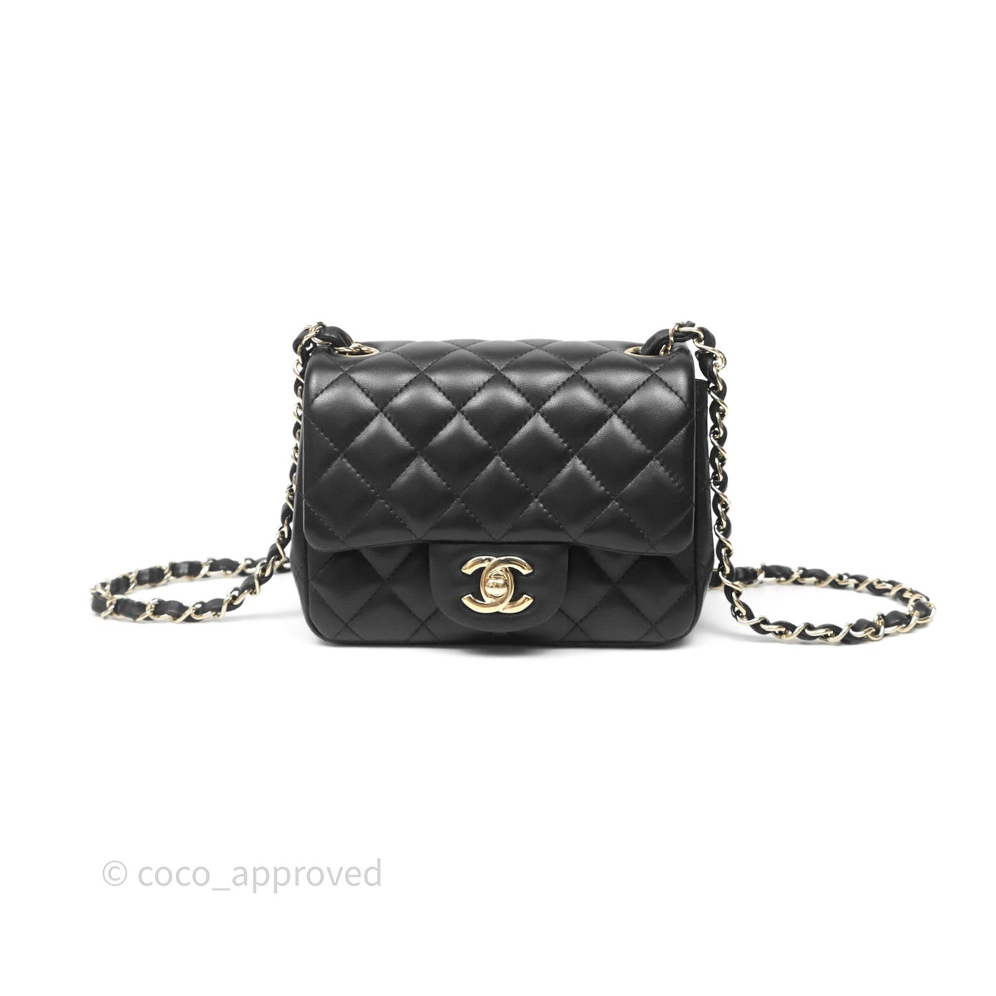 Chanel Mini Square Black Lambskin Gold Hardware