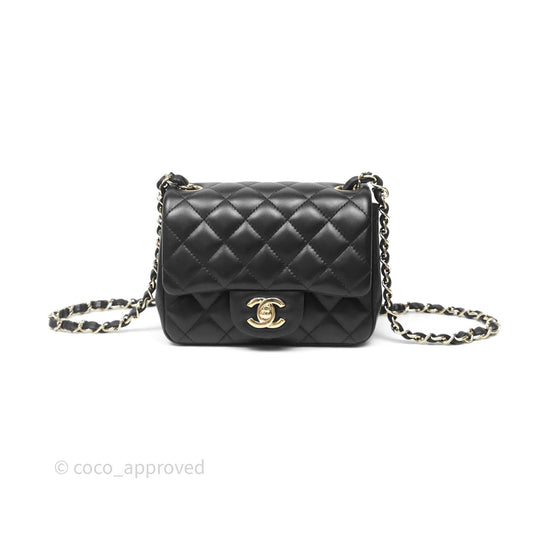 Chanel Mini Square Black Lambskin Gold Hardware