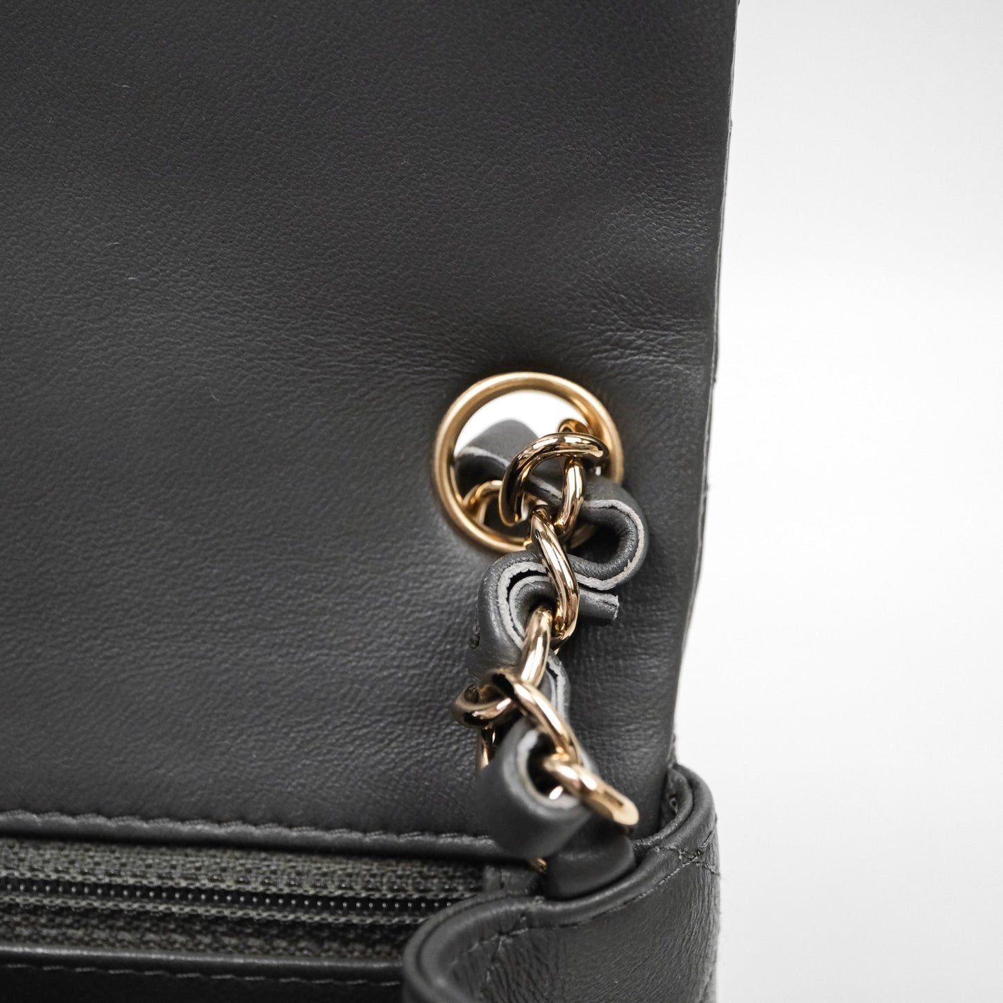 Chanel Mini Square Flap Quilted Grey Lambskin Gold Hardware