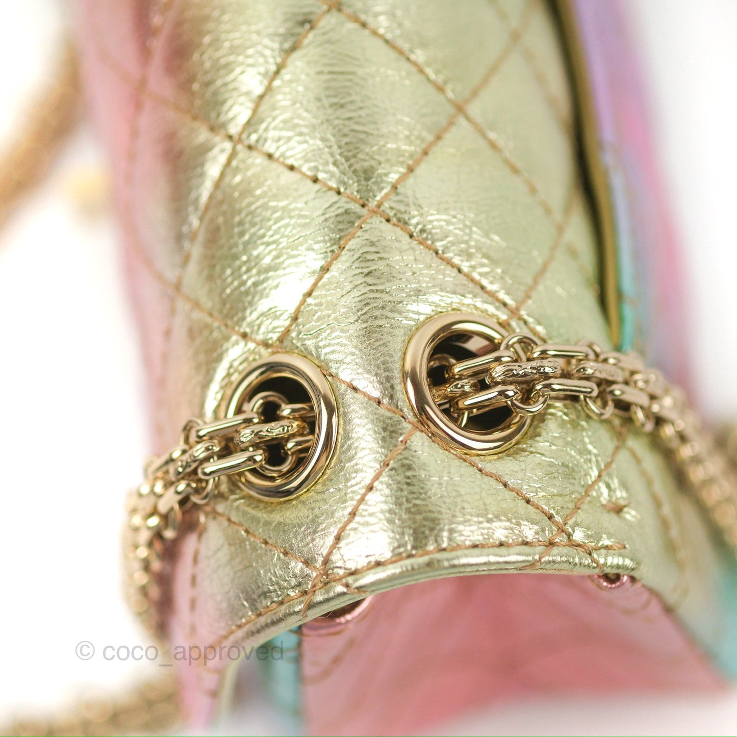 Chanel Mini Reissue 224 Metallic Rainbow Crumpled Calfskin Gold Hardware