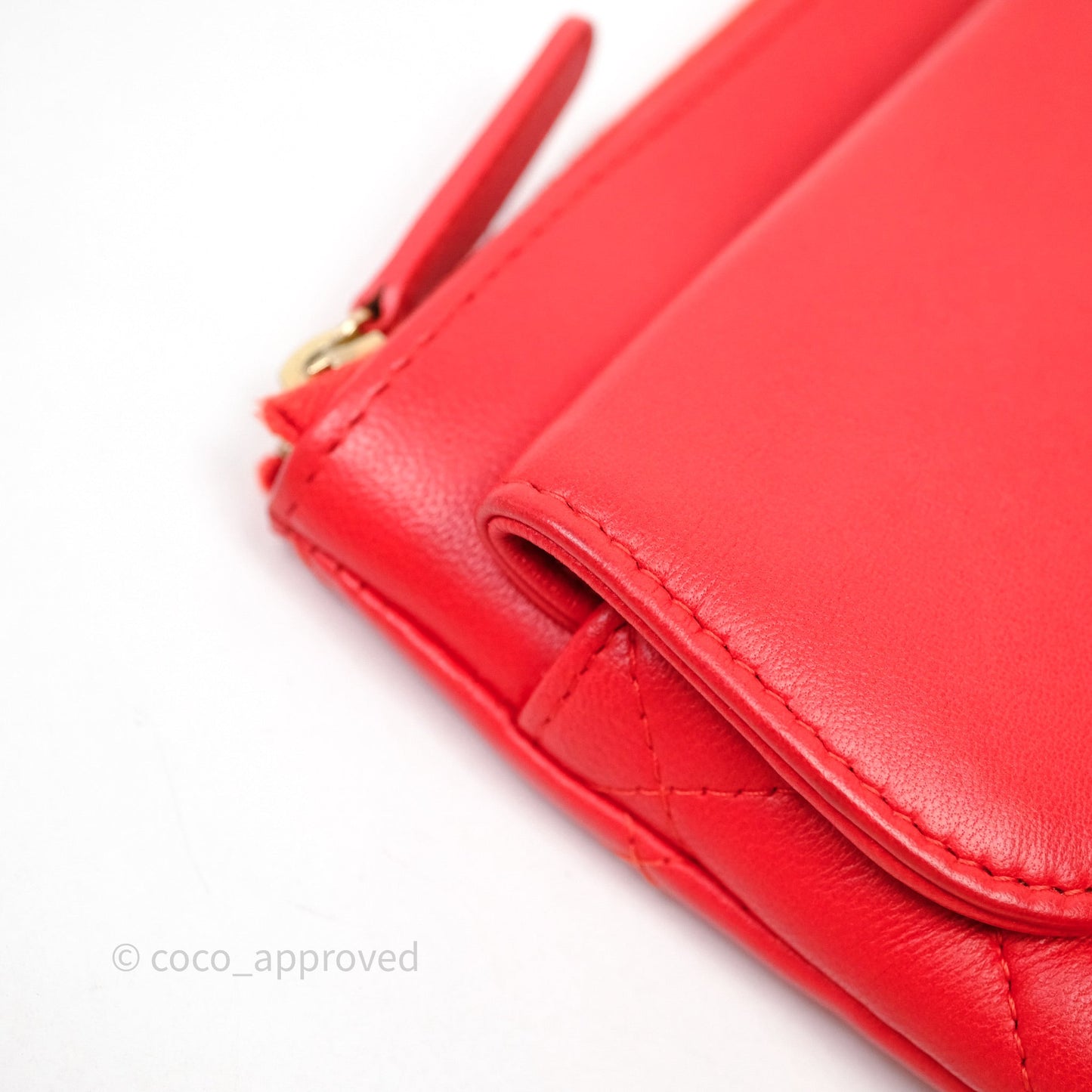 Chanel Flap O Case Clutch Red Lambskin Gold Hardware