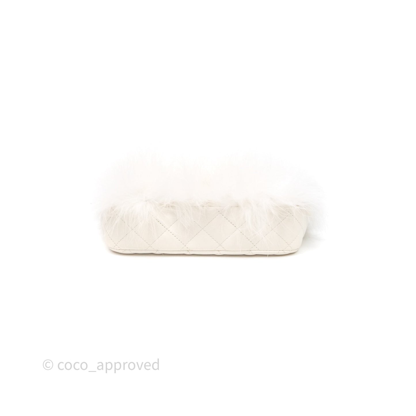 Chanel Quilted Fur Flap Bag White Gold Hardware