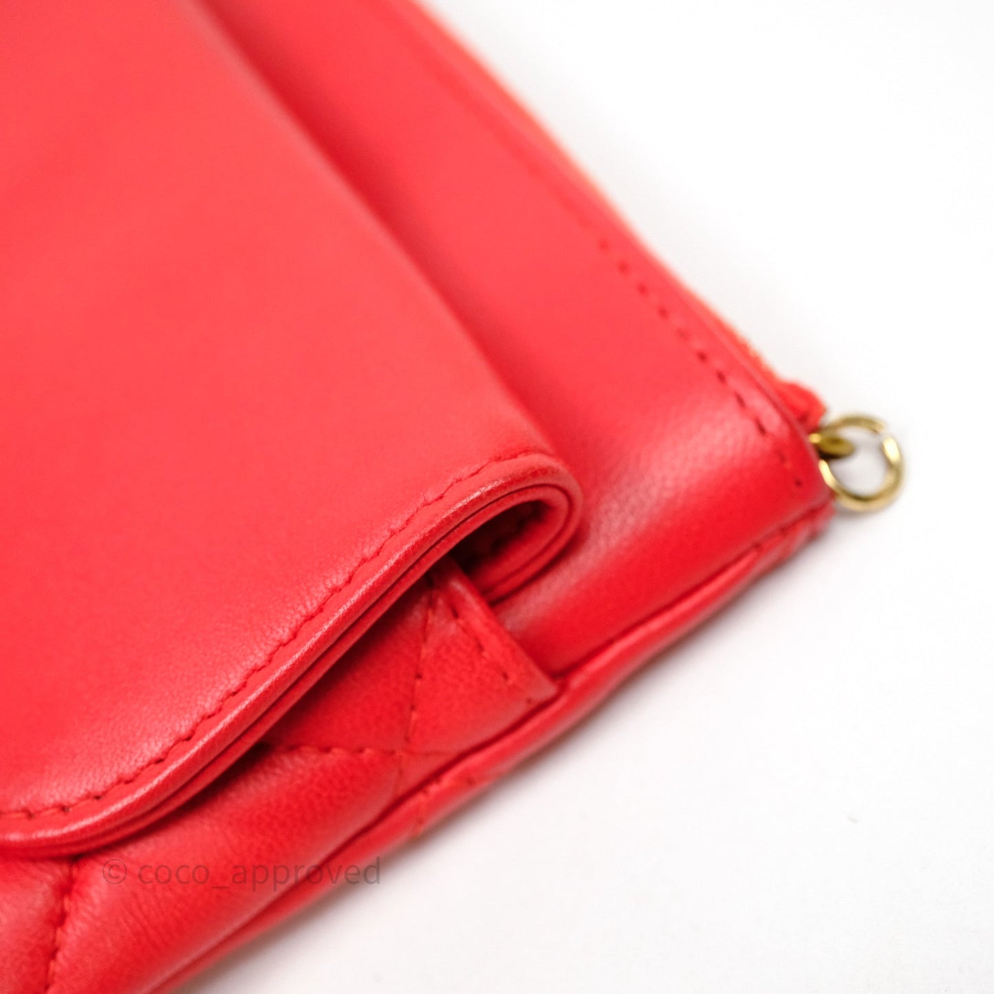 Chanel Flap O Case Clutch Red Lambskin Gold Hardware