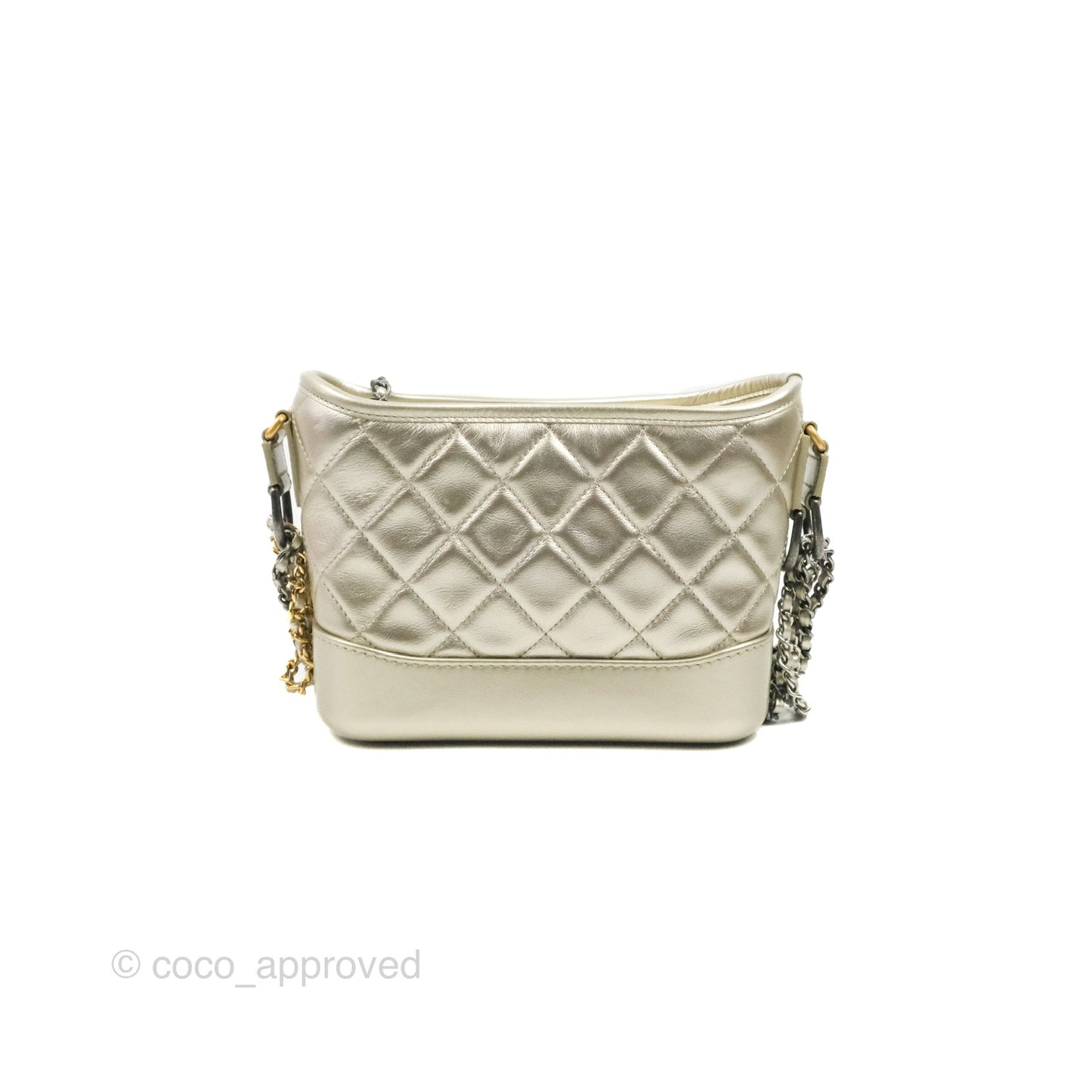 Chanel Quilted Small Gabrielle Hobo Metallic Pale Gold Aged Calfskin