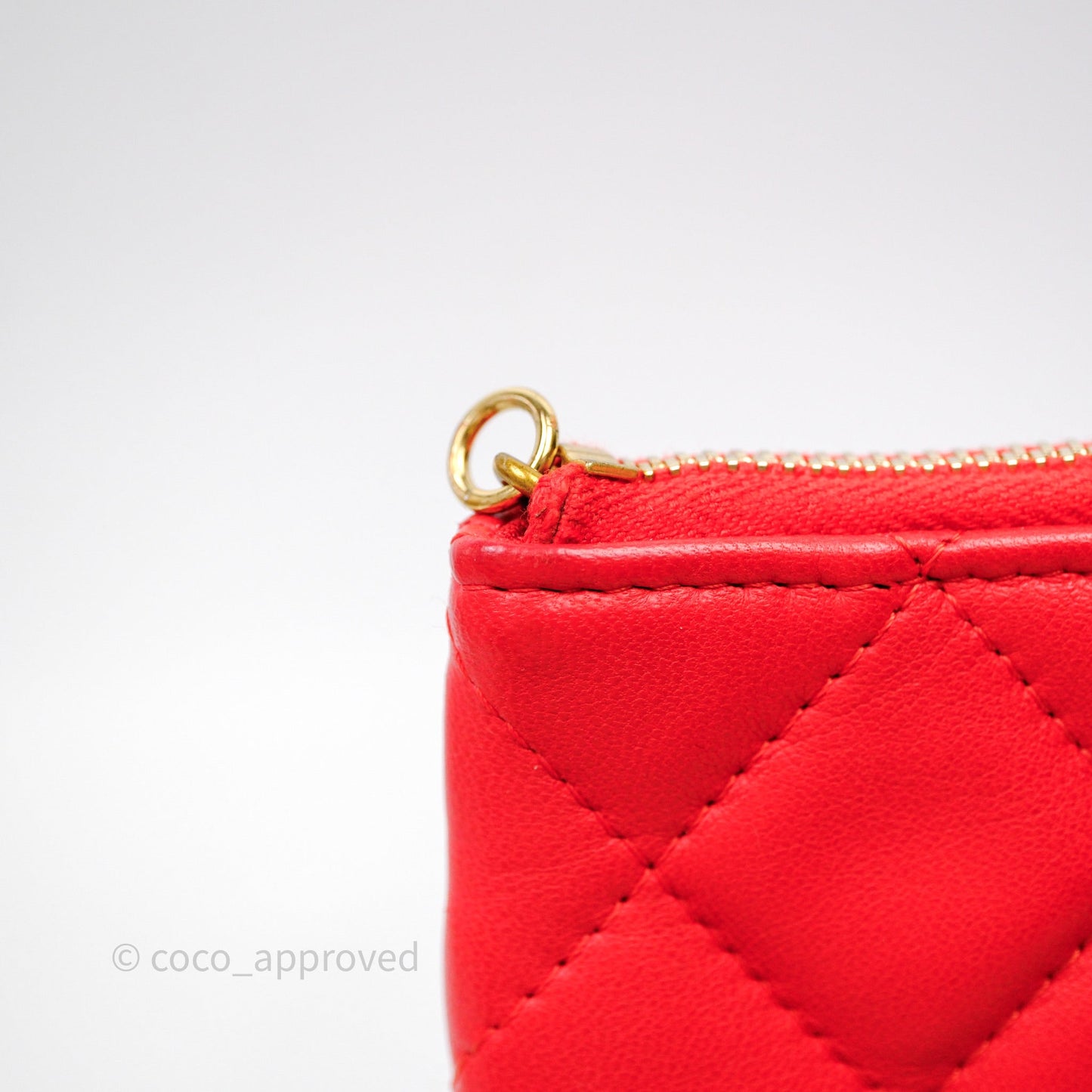 Chanel Flap O Case Clutch Red Lambskin Gold Hardware