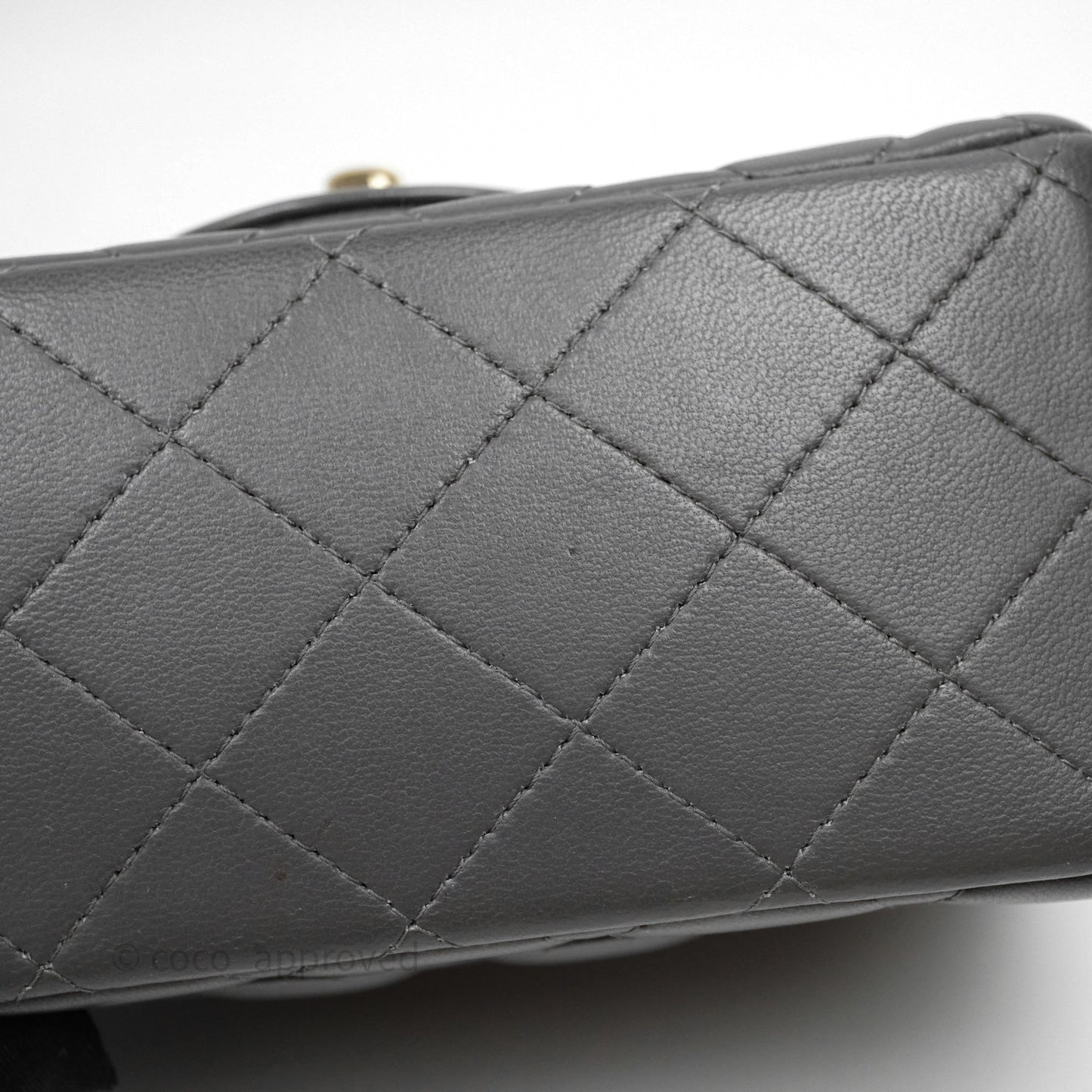 Chanel Mini Square Flap Quilted Grey Lambskin Gold Hardware