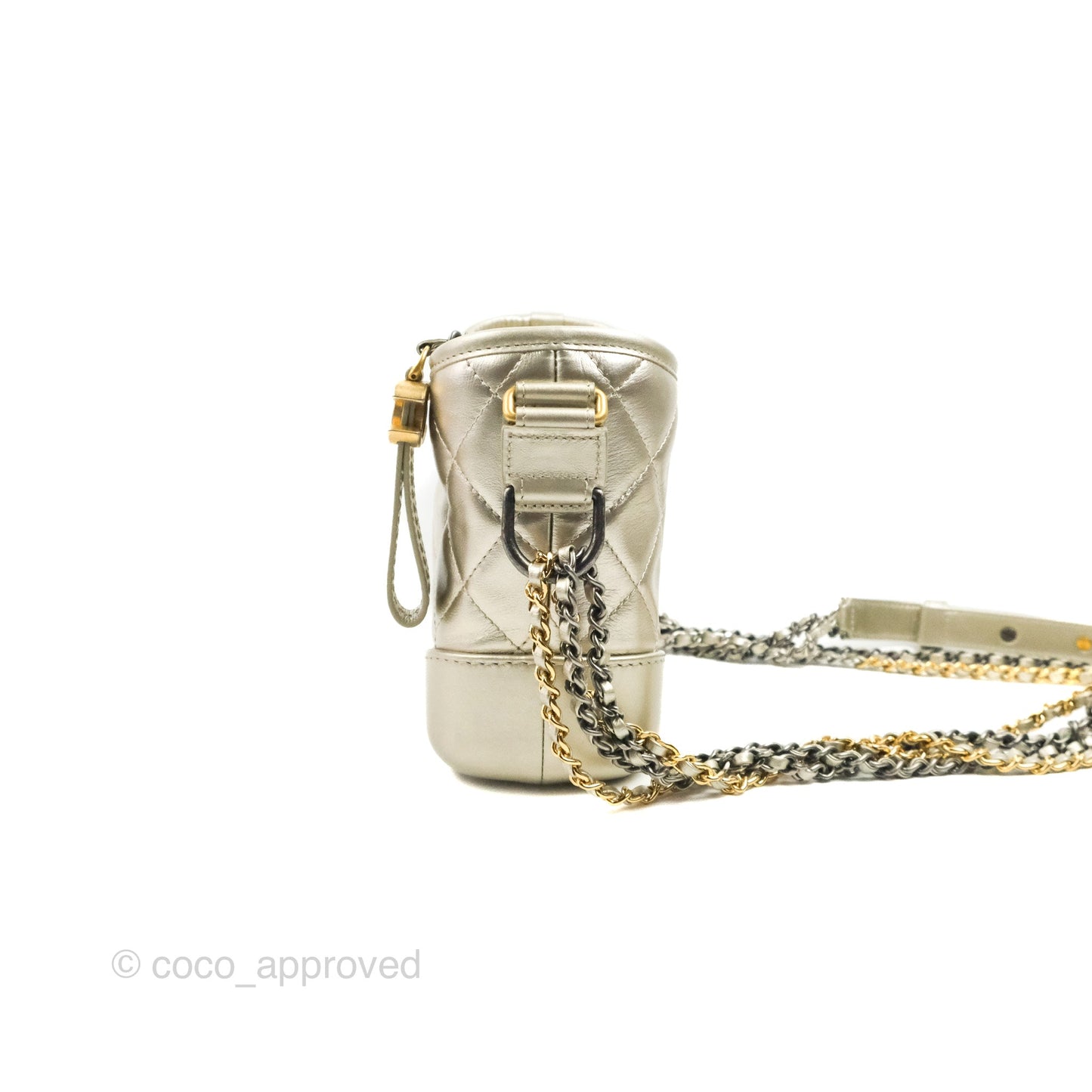 Chanel Quilted Small Gabrielle Hobo Metallic Pale Gold Aged Calfskin