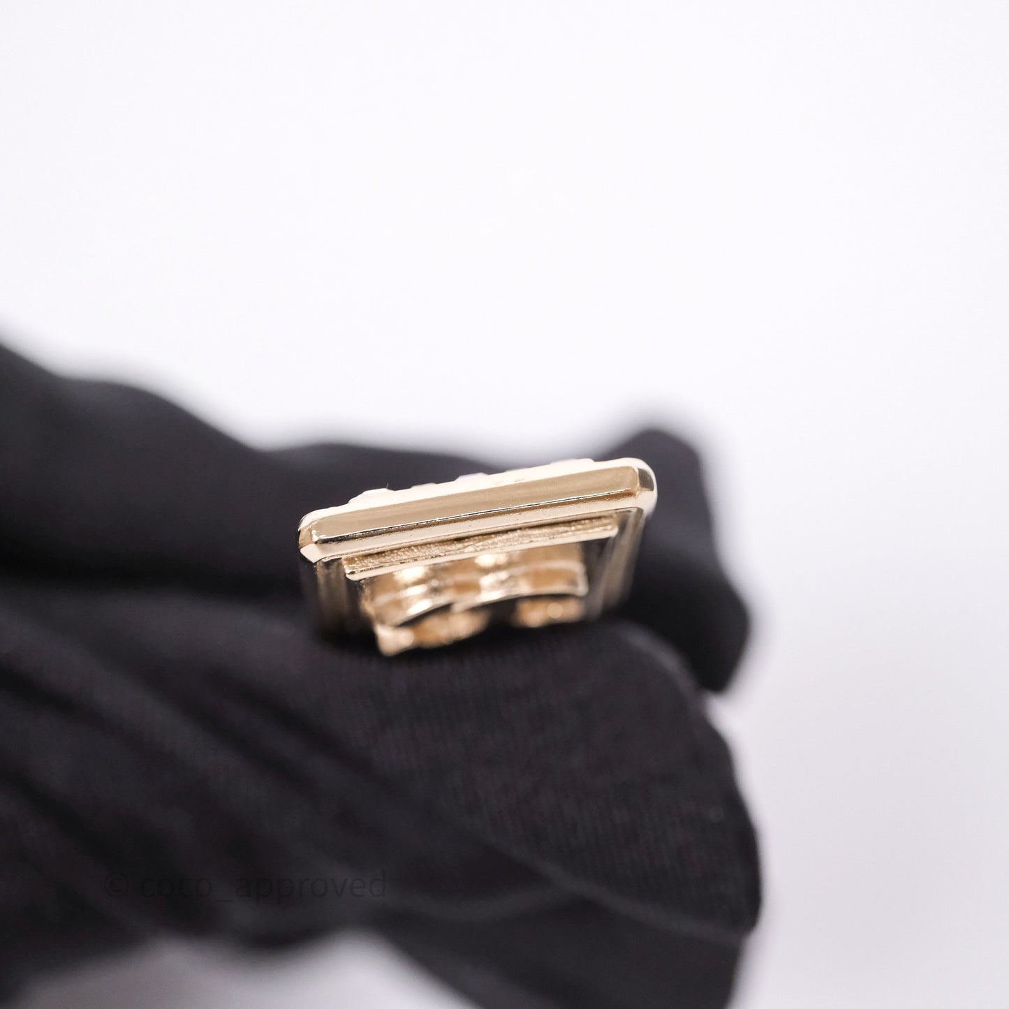 Chanel Crystal Perfume Bottle Pendant Earrings Gold Tone 23P