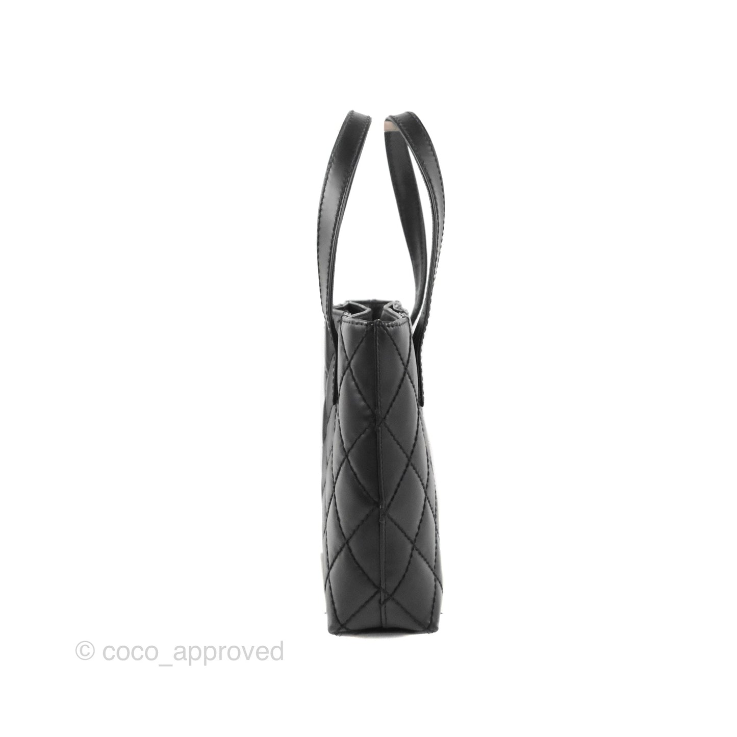 Chanel Vintage Quilted CC Tote Bag Matte Black Calfskin Gold Hardware