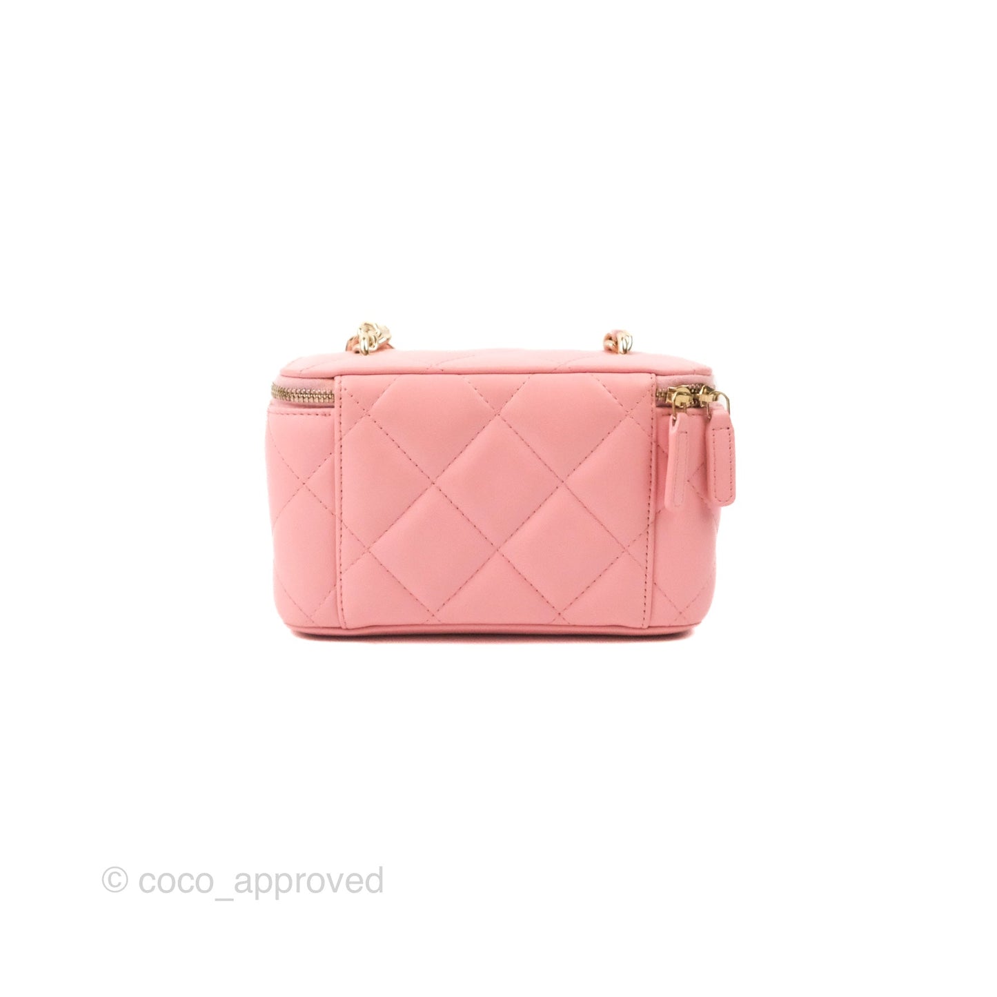 Chanel Resin Elegant Chain Vanity Case Pink Lambskin Gold Hardware