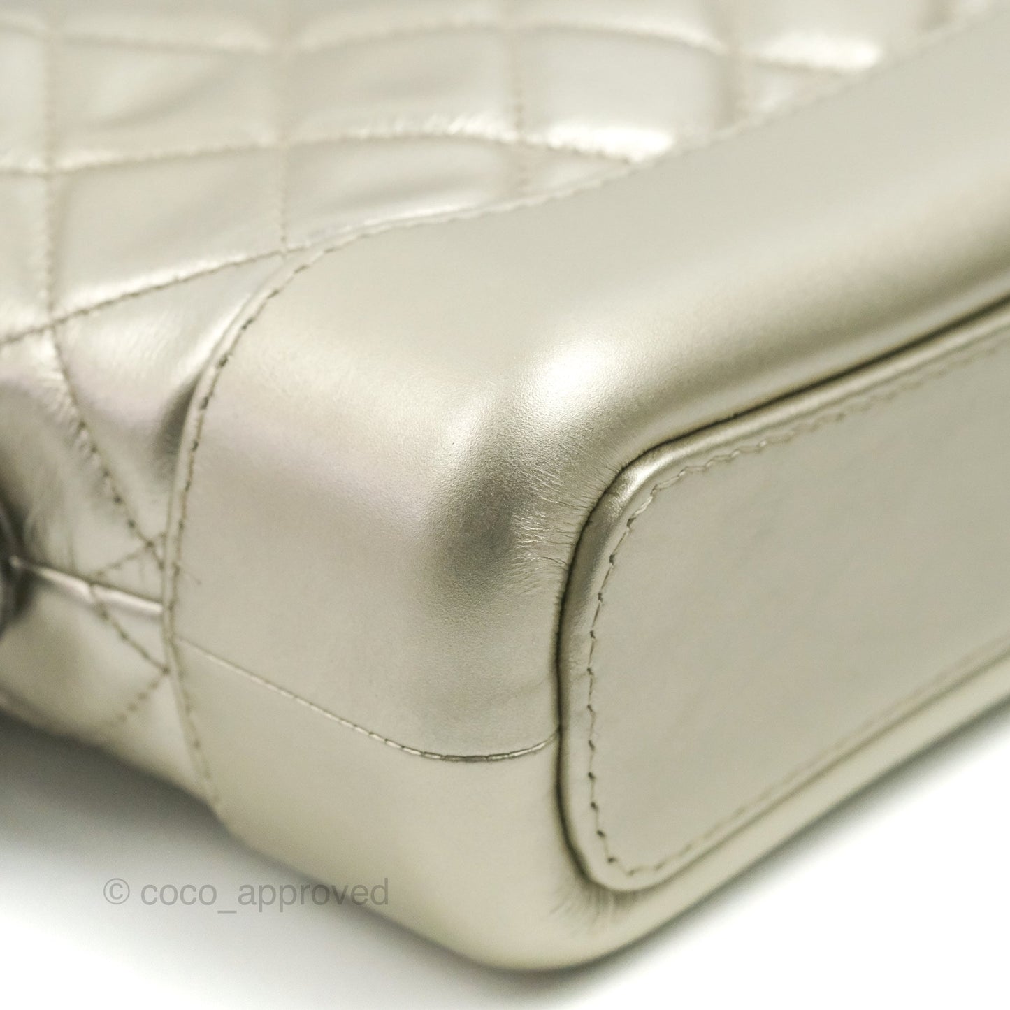Chanel Quilted Small Gabrielle Hobo Metallic Pale Gold Aged Calfskin