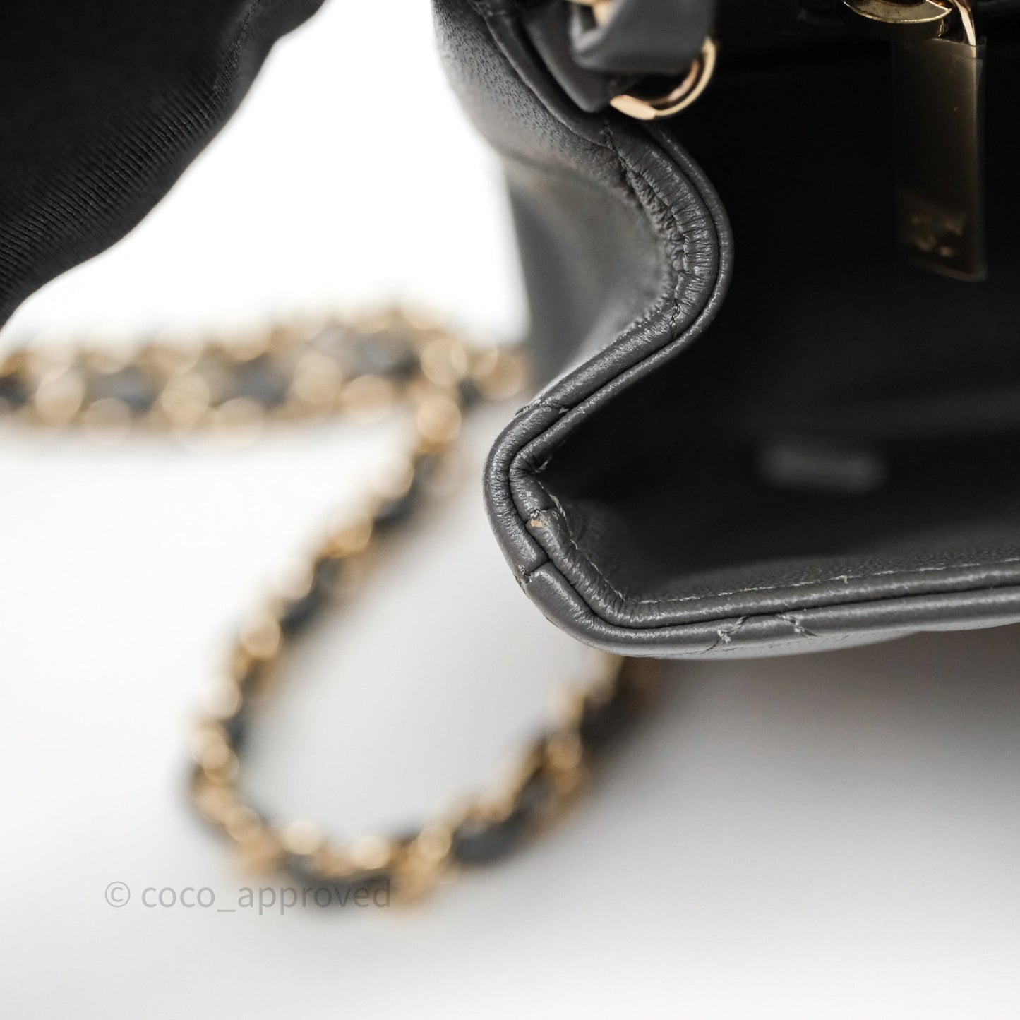 Chanel Mini Square Flap Quilted Grey Lambskin Gold Hardware