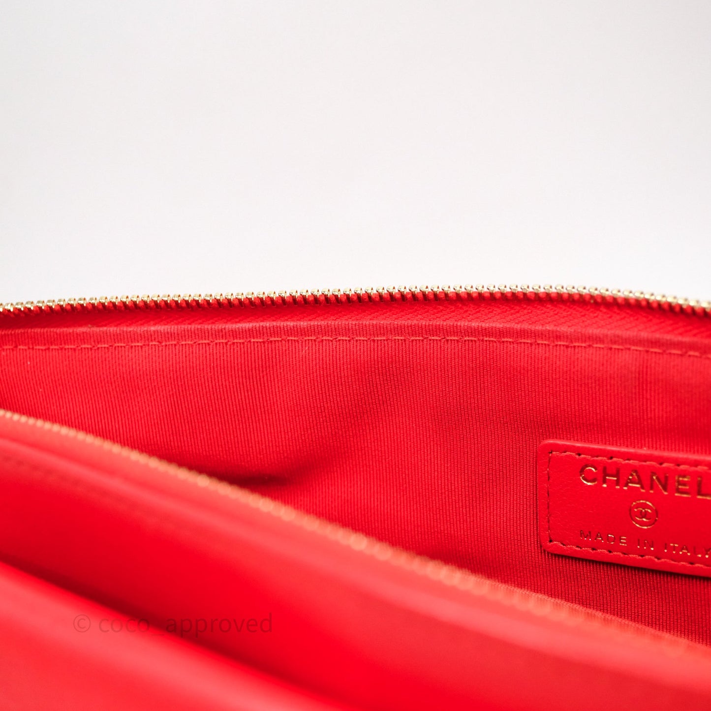 Chanel Flap O Case Clutch Red Lambskin Gold Hardware