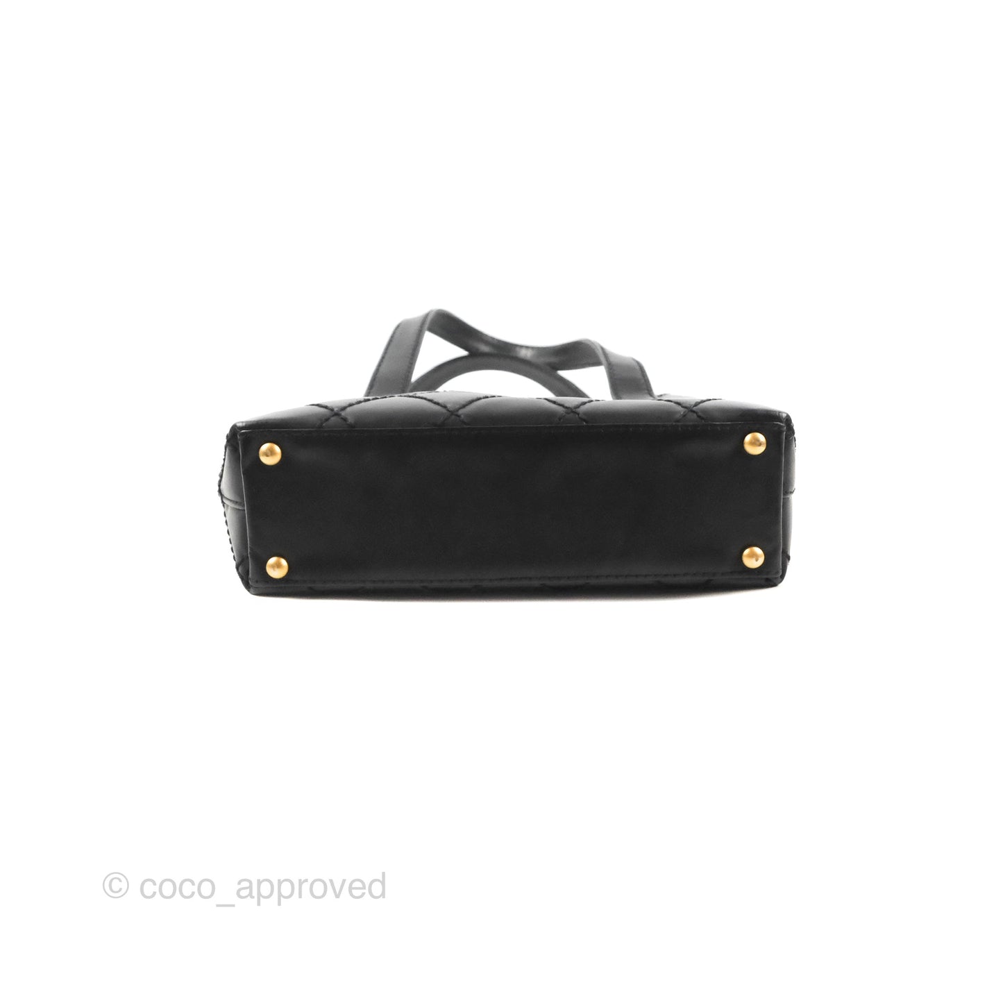 Chanel Vintage Quilted CC Tote Bag Matte Black Calfskin Gold Hardware