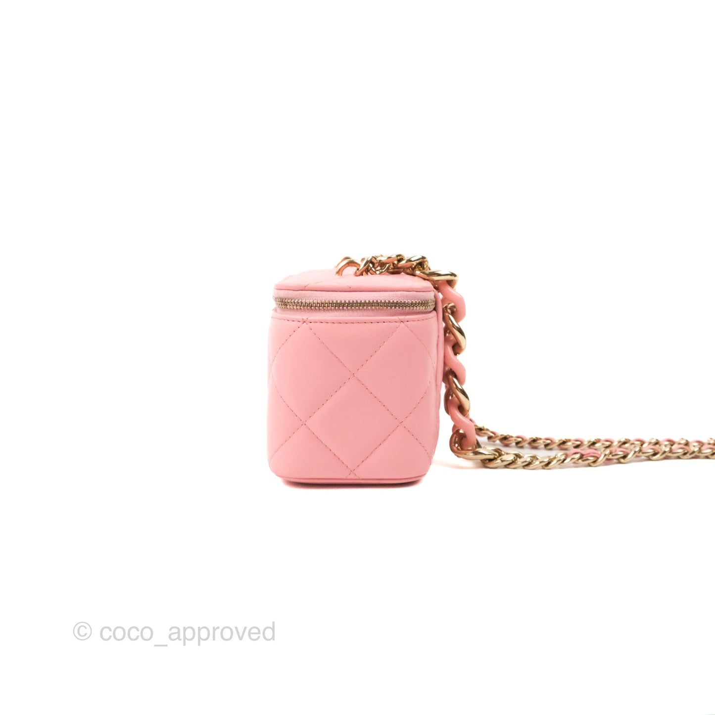 Chanel Resin Elegant Chain Vanity Case Pink Lambskin Gold Hardware