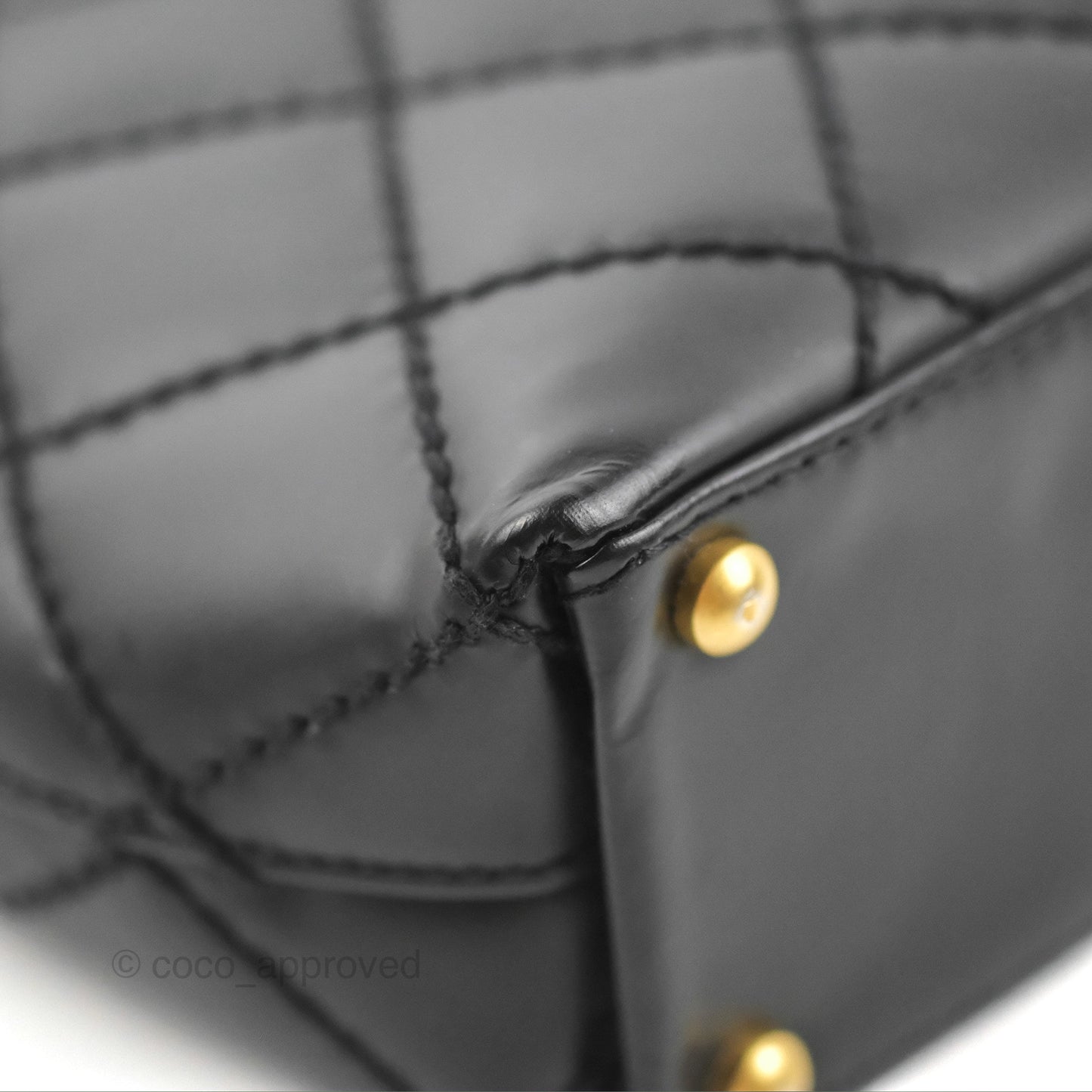 Chanel Vintage Quilted CC Tote Bag Matte Black Calfskin Gold Hardware