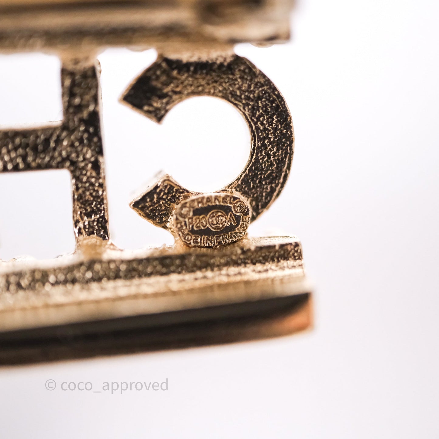 Chanel Logo Crystal Brooch Gold Tone 23A