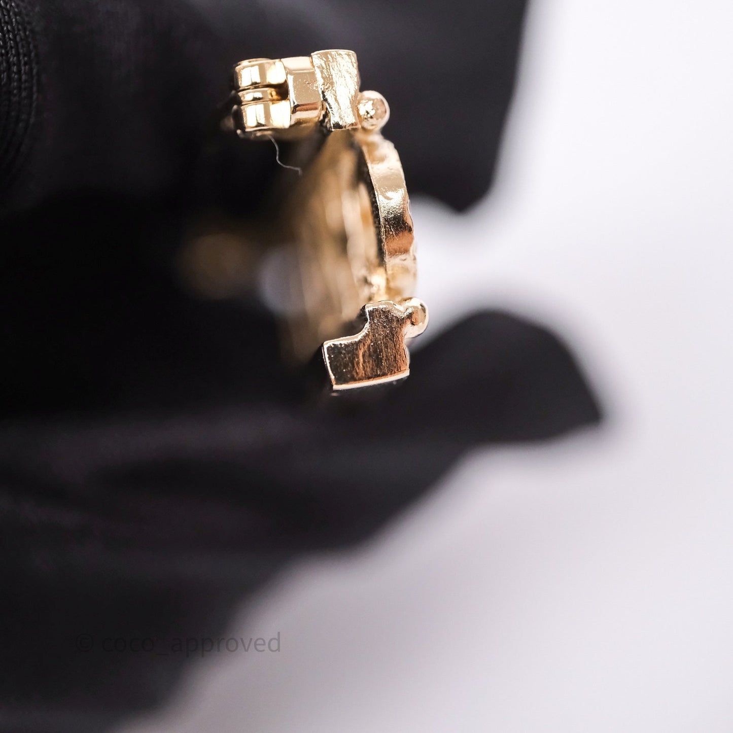 Chanel Logo Crystal Brooch Gold Tone 23A