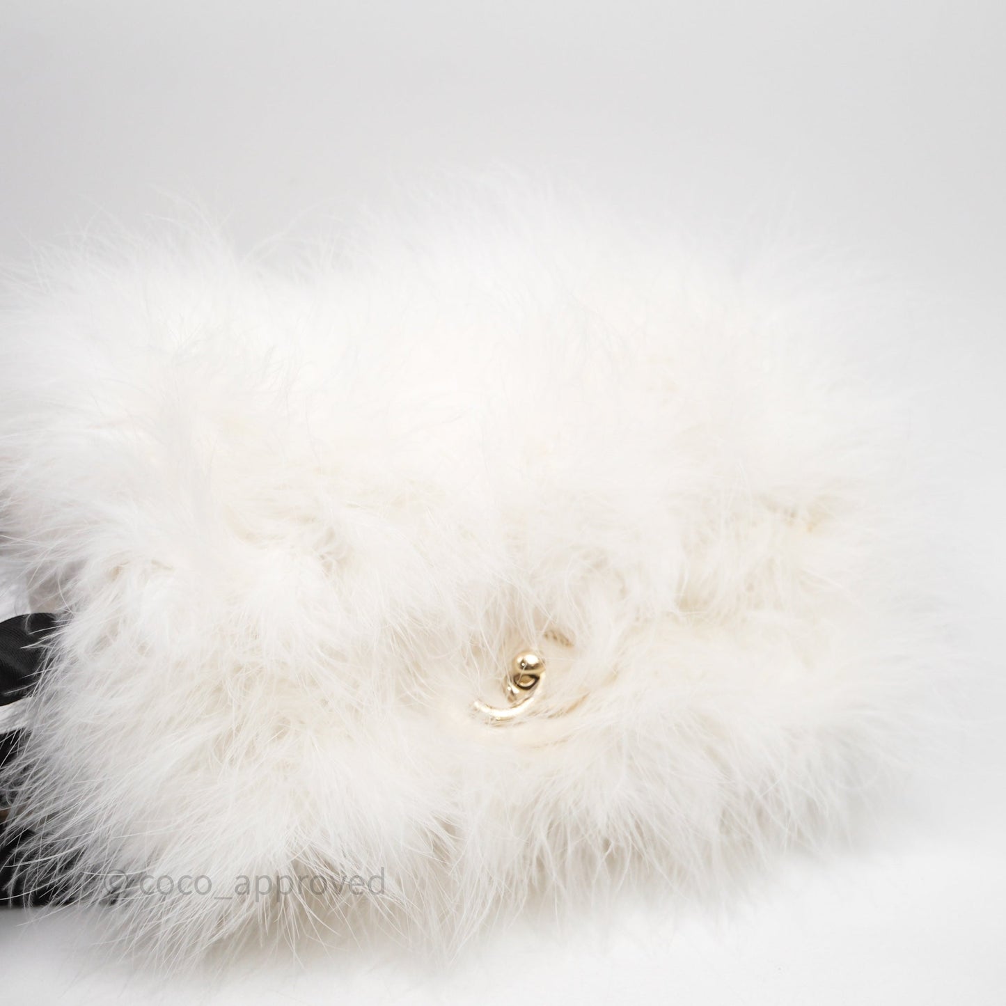 Chanel Quilted Fur Flap Bag White Gold Hardware